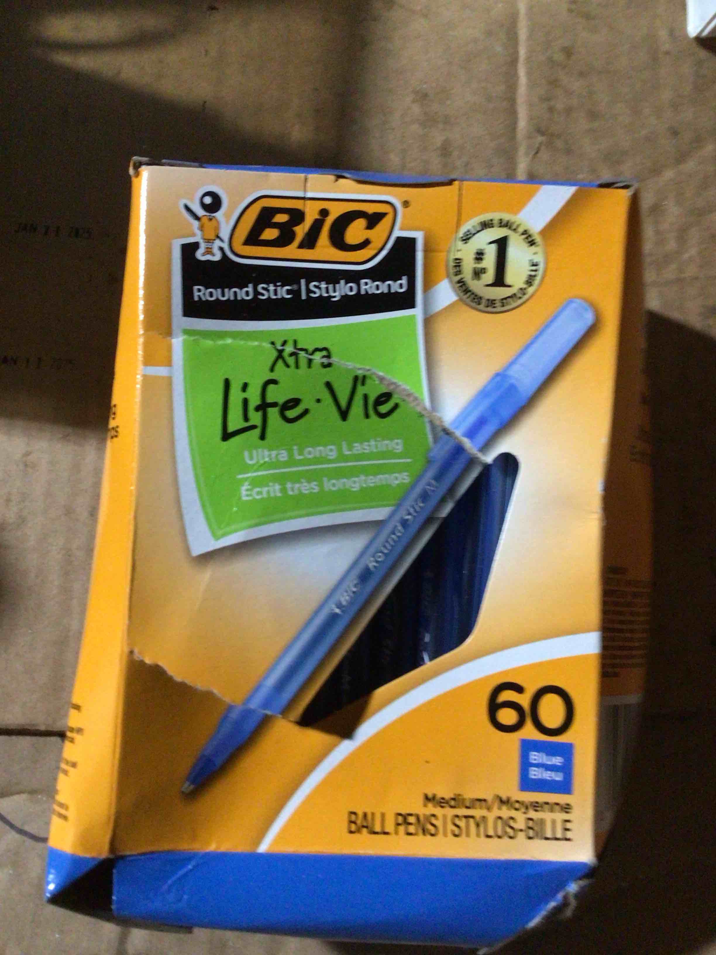 Condition photo showing New/Like New for 60 medium ball point BIC blue pens 