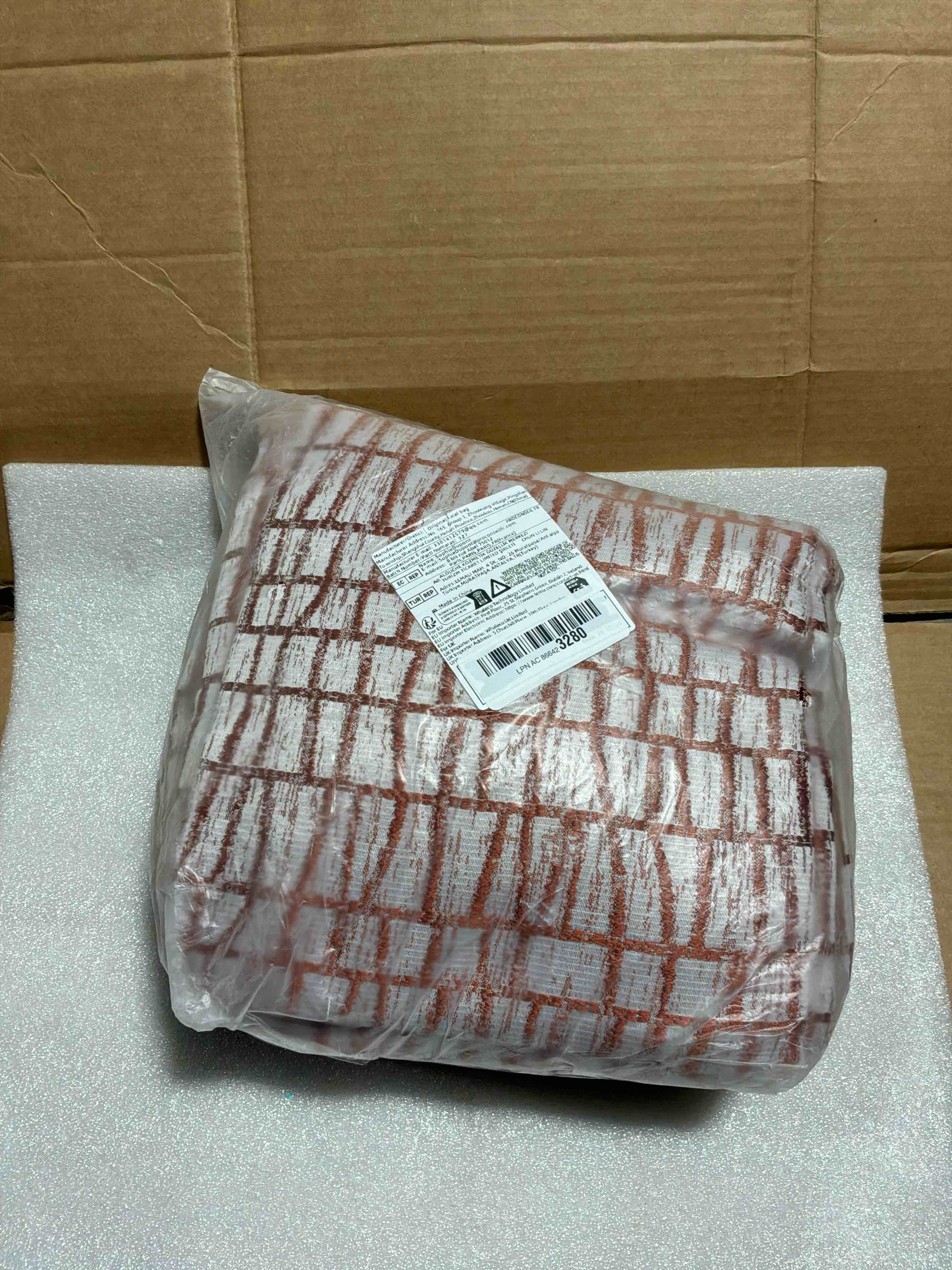 Condition photo showing New/Like New for Terracotta Boho Curtains 84 Inches Long for Living Room Grommet Patterned Drape 50% Blackout Room Darkening Geometric Decorative Modern Western Curtain for Bedroom 84 Inch Length 2 Panels Rust Colored 52"W x 84"L (Pack of 2) Terracotta
