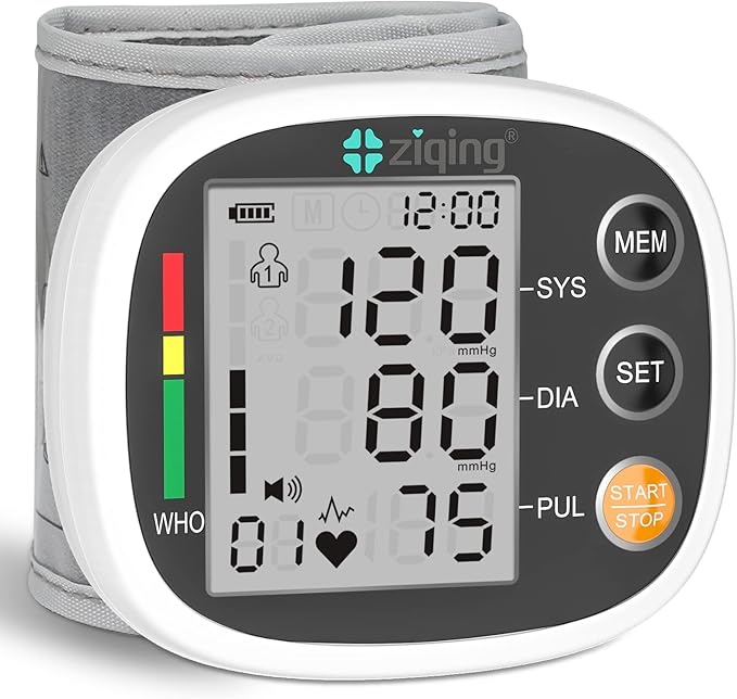 Wrist Blood Pressure Monitor for Home Use, Rechargeable Bp Machine Automatic Digital BP Monitor with