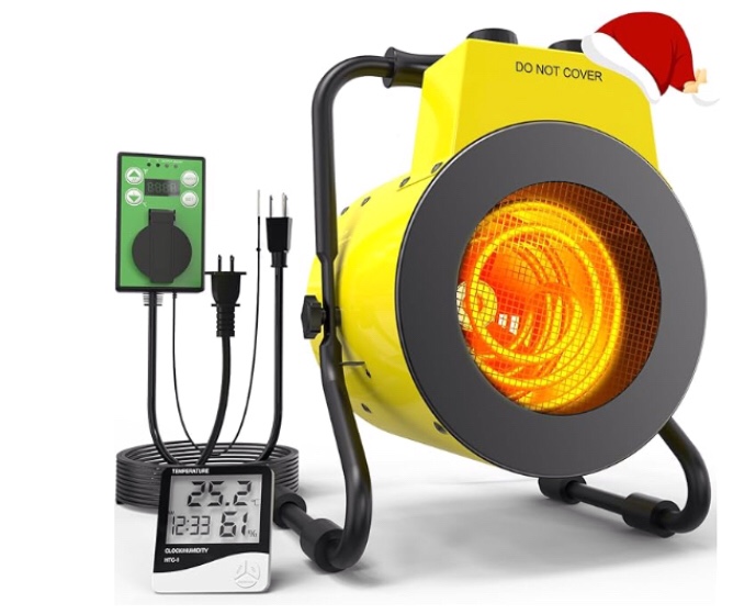 electric patio heater - greenhouse fan heater portable space heater, adjustable thermostat, for greenhouse, garage, office, workplace, ptc fast heating, electric ceramic heaters,metal base