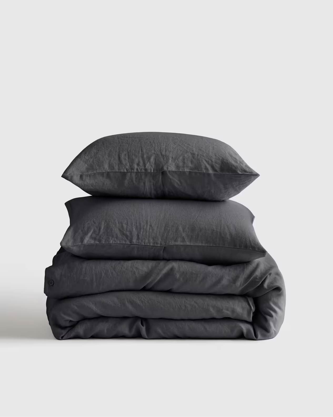 quince- european linen king/cal king duvet cover set with sham set coal