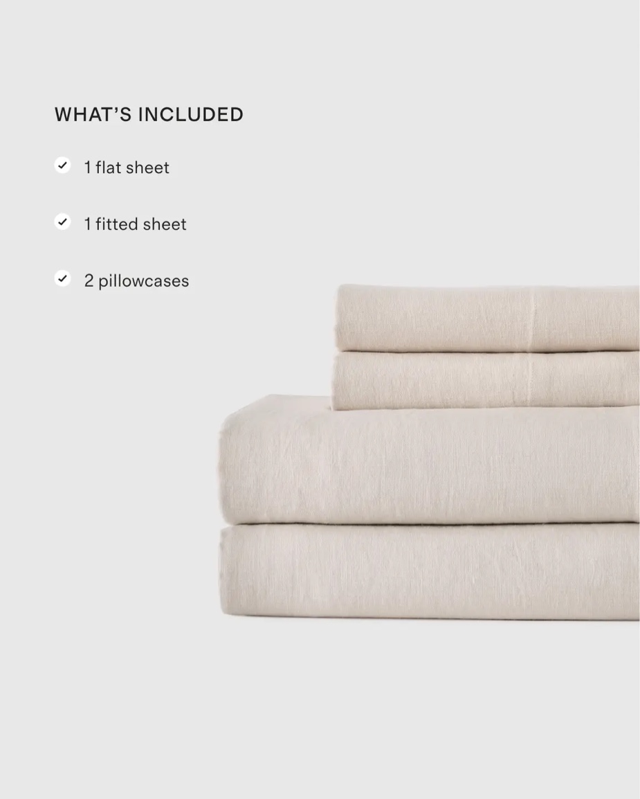 quince- european linen sheet set king, color natural chambray