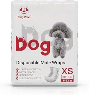 male dog diapers - absorbent dog wraps belly bands for dogs with leak protection, excitable urination, incontinence, or male marking, x-small 60 pcs x-small (pack of 60)