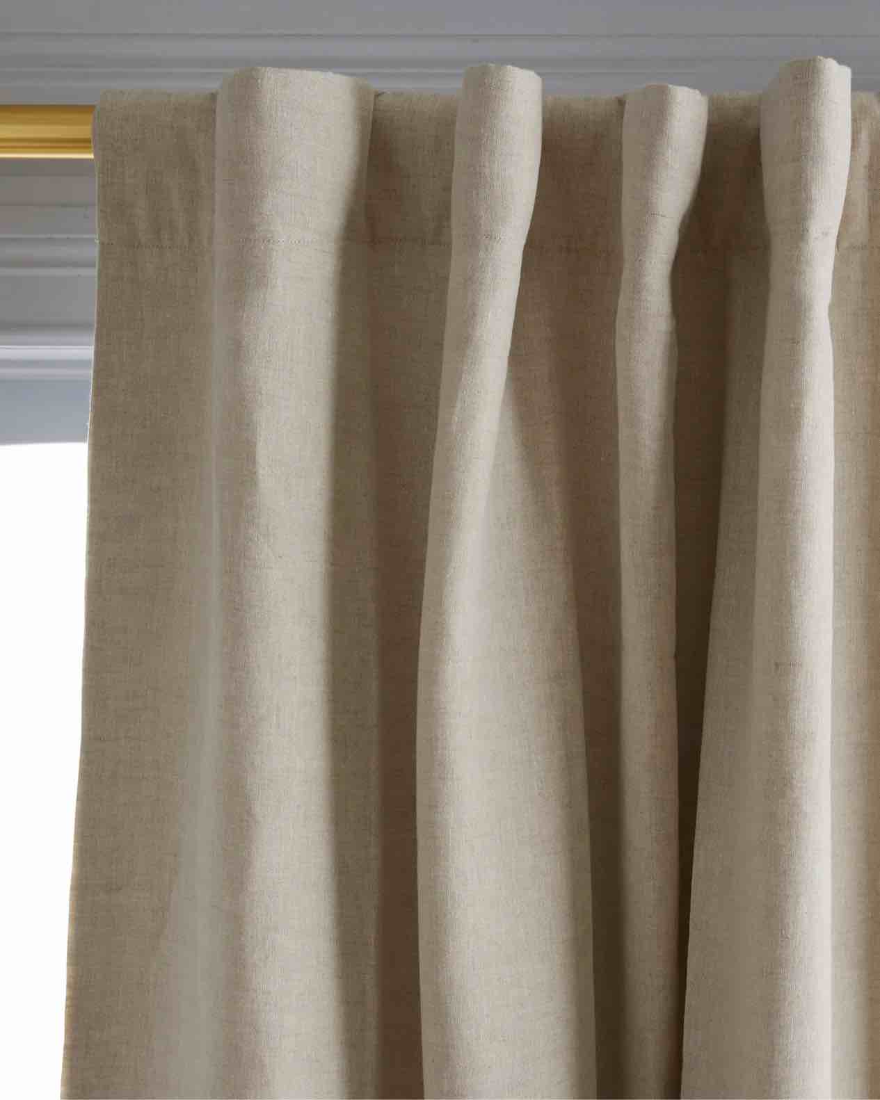 quince- european linen room darkening curtain - single panel, 48 x 120, color flax