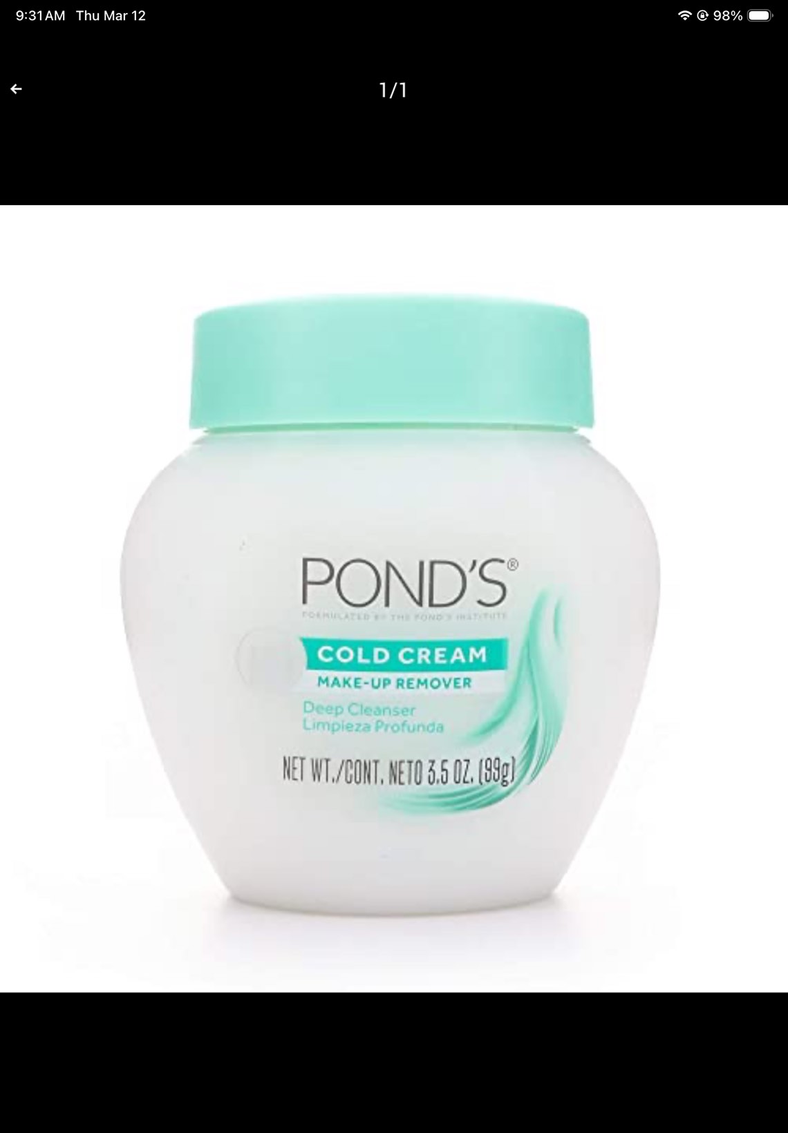 Condition photo showing Good Condition for Pond's Cold Cream Cleanser 3.5 ( Pack of 1)