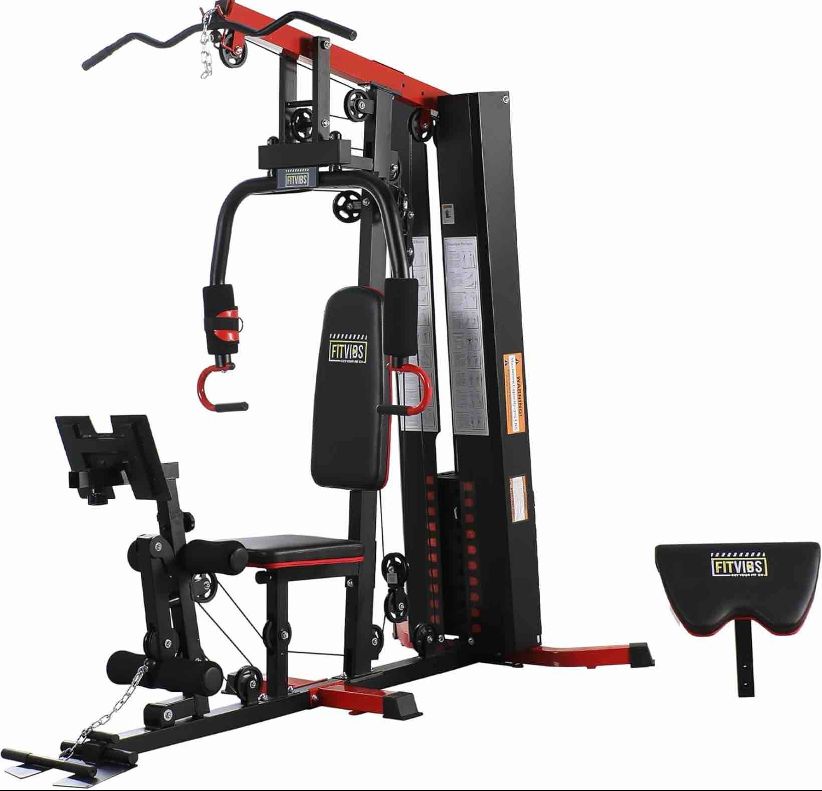 Condition photo showing As Is for (Incomplete set)Fitvids Multifunctional Home Gym Equipment with 122.5 lbs Weight Stack, Full Body Workout Weight Machine Strength Training Exercise Equipment with Pulley System & Leg Press, All-in-One Workout Station