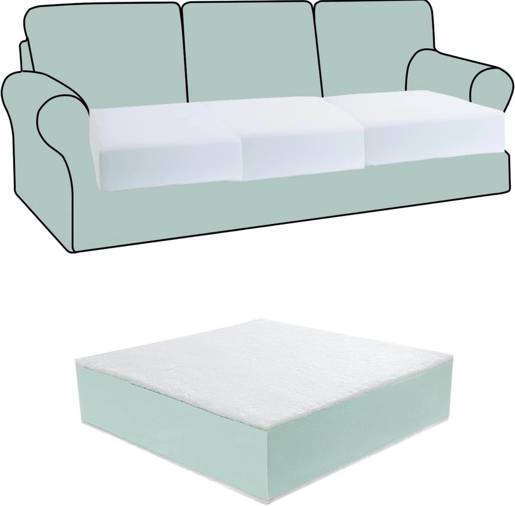 Condition photo showing Good Condition for HOMBYS Couch Cushion Replacement Wrapped with Polyester Batting, High Density Couch Cushions Inserts with Dacron Fiber Layer,Upholstery Cushion Padding with Removable Cover,5 inch Thick,24\"x27\" 24\"x27\"x5\"