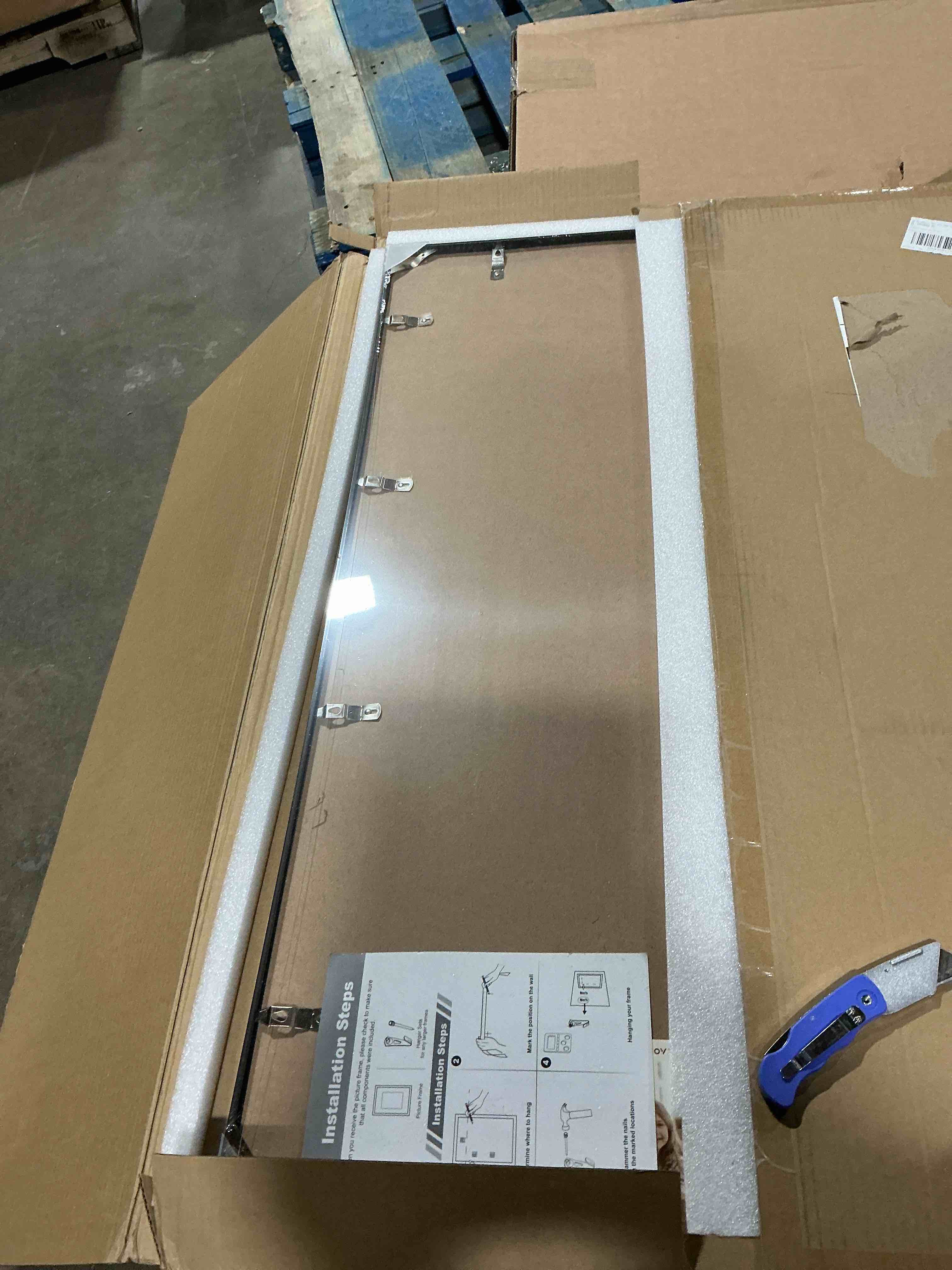 Condition photo showing Good Condition for 24x36 Poster Frame Black, 24x36 Frame with Mat for 20x30, Premium Aluminum 24 x 36 picture frame, HD Tempered Glass, Metal Photo Frame 24x36 for Wall Display (Black, Pack of 1) Black 24''x36''-1P Real Glass
