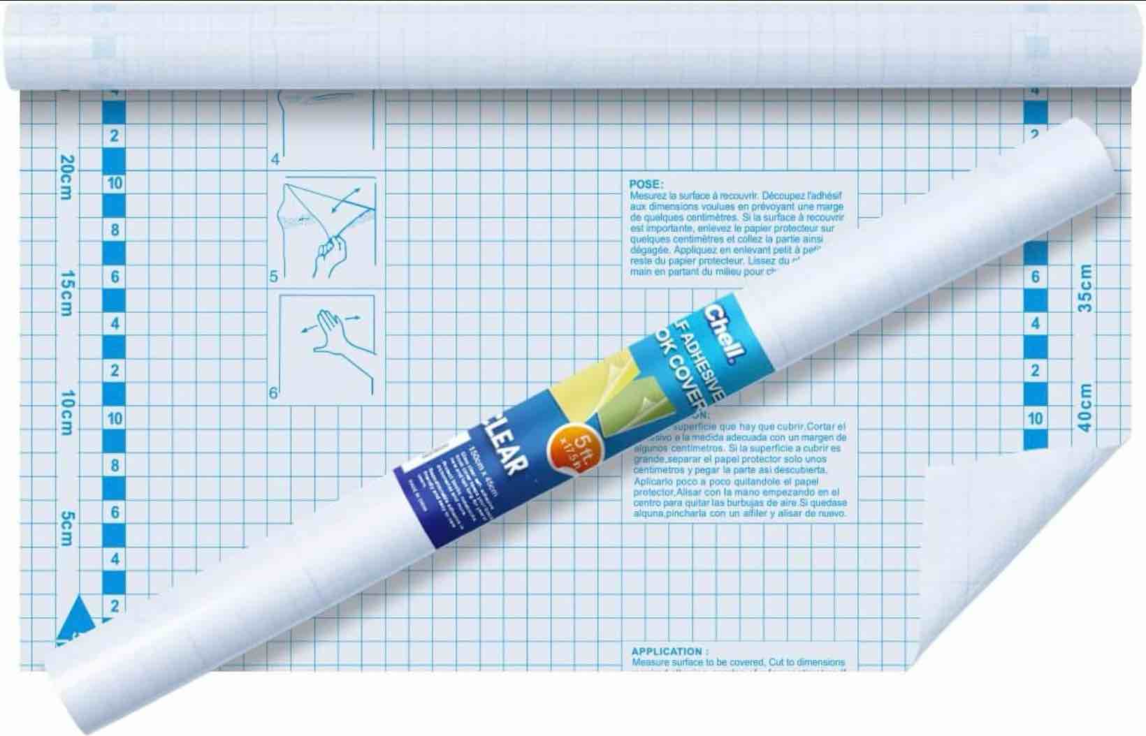Condition photo showing As Is for Chell Clear Contact Paper Roll for Books, 17.5 in x 5 ft Clear Self Adhesive Book Cover Paper Protector 17.5in-x-5ft