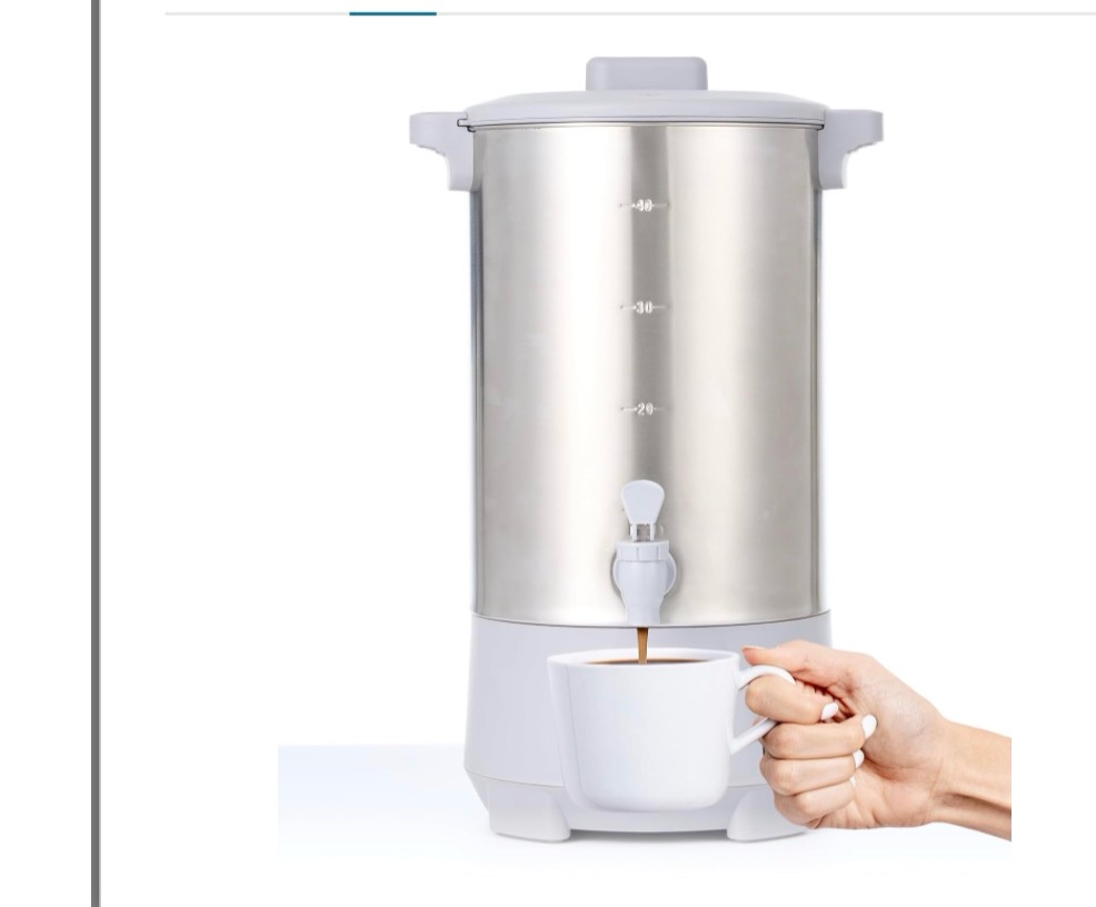 Condition photo showing Good Condition for SYBO 45Cup Coffee Urn, Commercial Grade Stainless Steel Percolate Coffee Maker, Removable Filter, Easy to Clean, Hot Water Urn for Catering, Hot Beverage Dispenser
