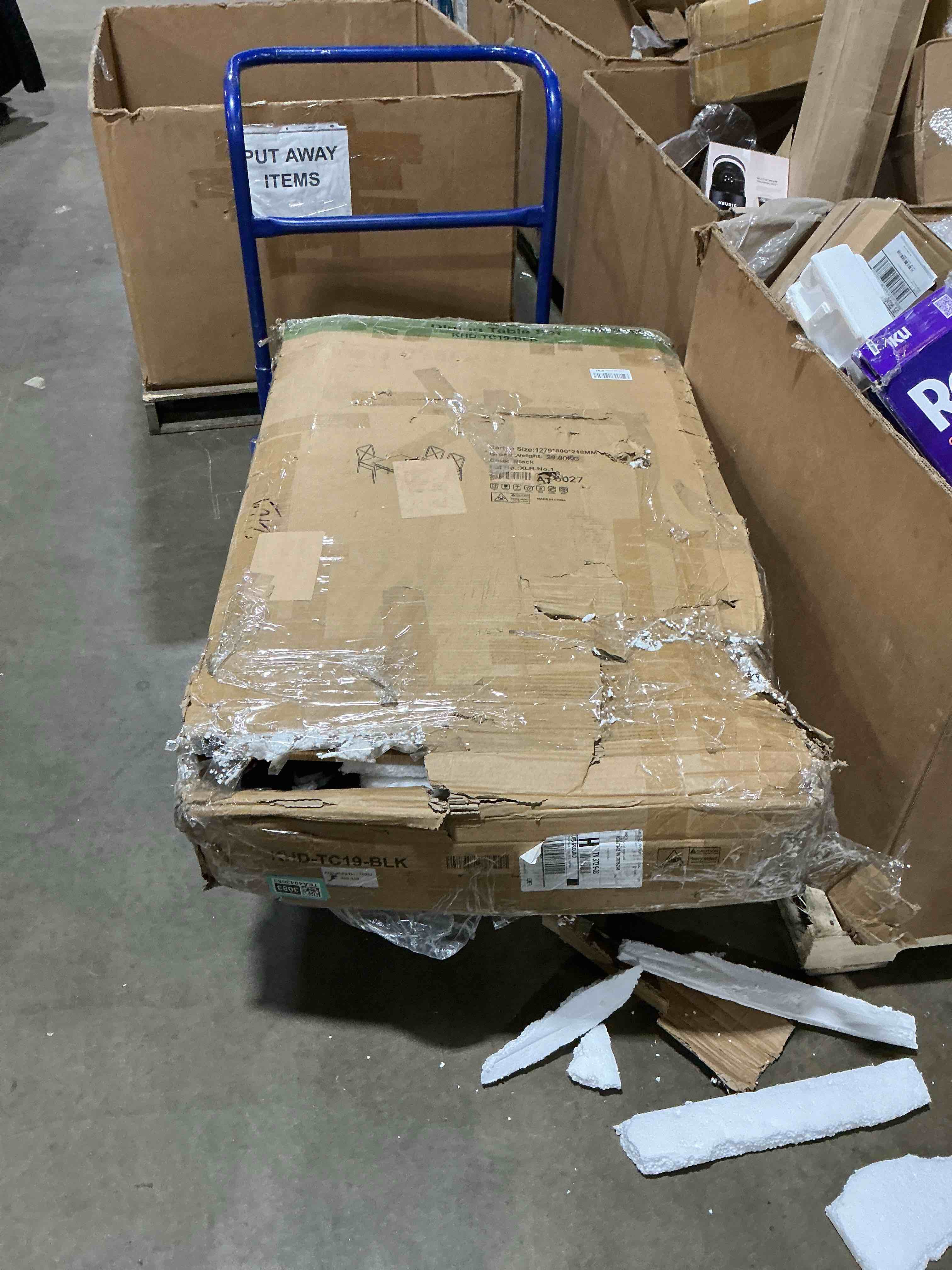 Condition photo showing As Is for VECELO 5-Piece Kitchen Dining Table Set, Wood Tabletop & Heavy-Duty Metel Frame, Rectangle Dinette w