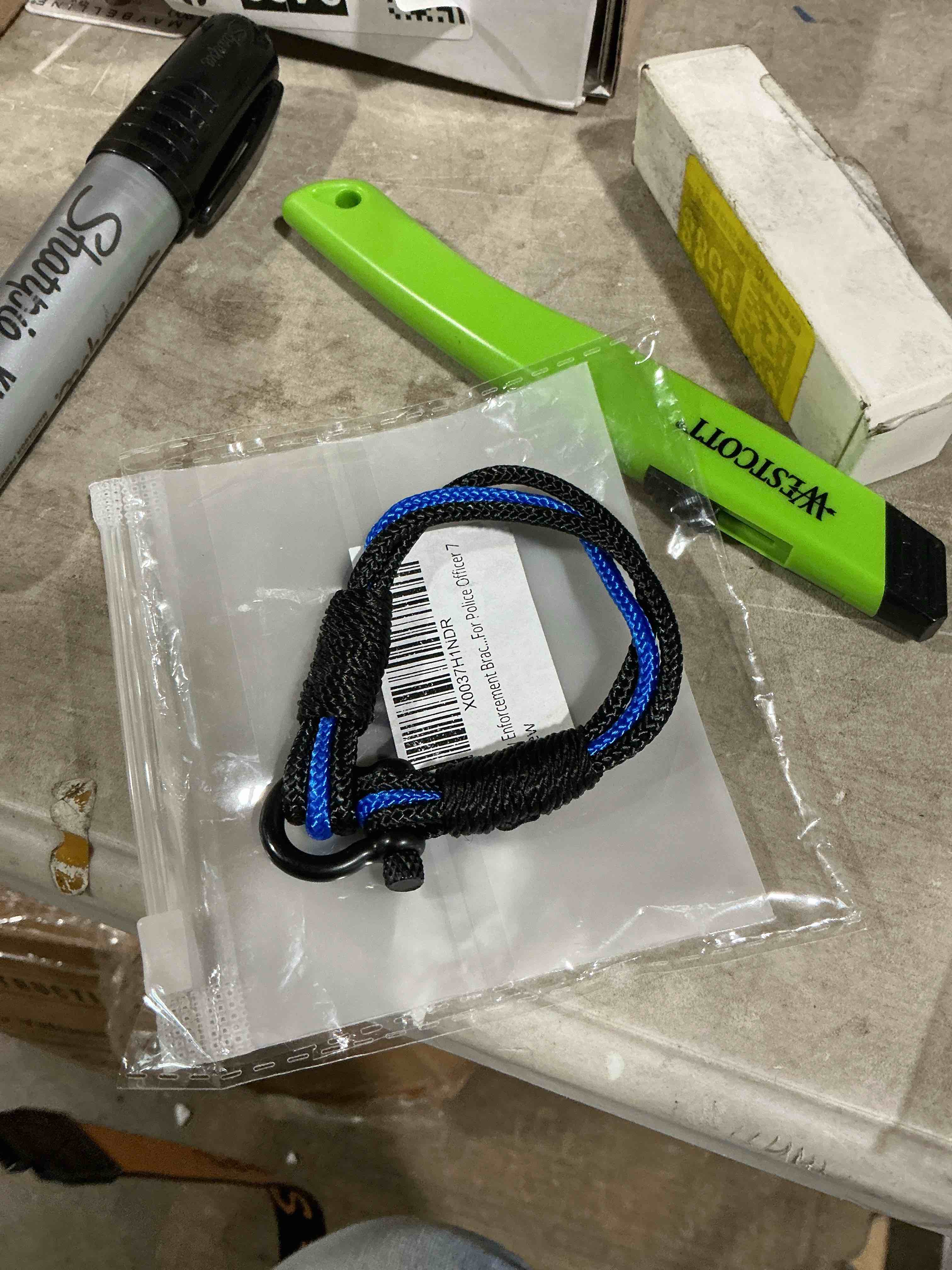 (Similar to )Mens Rope Bracelet - Stainless Steel Black Shackle, Extremely Durable and Scratch Resistant Waterproof Paracord, Handmade, Nautical Wristband for Men 7.25 Inches RoyalBlue