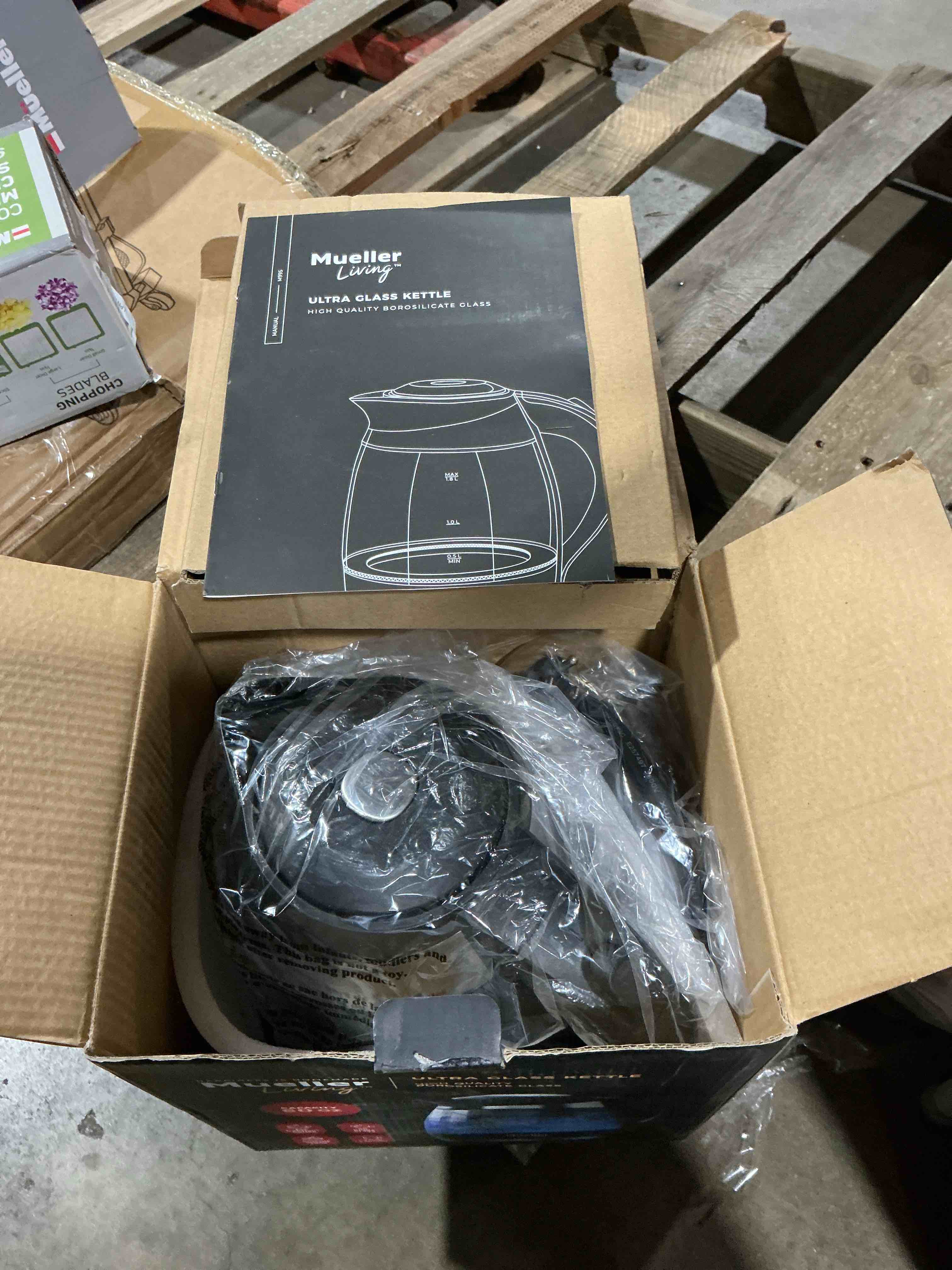 MuellerLiving Glass Kettle 1.5L 1500W LED Light Electric Tea Kettle Automatic Shut-Off with SpeedBoil Tech and Boil-Dry Protection