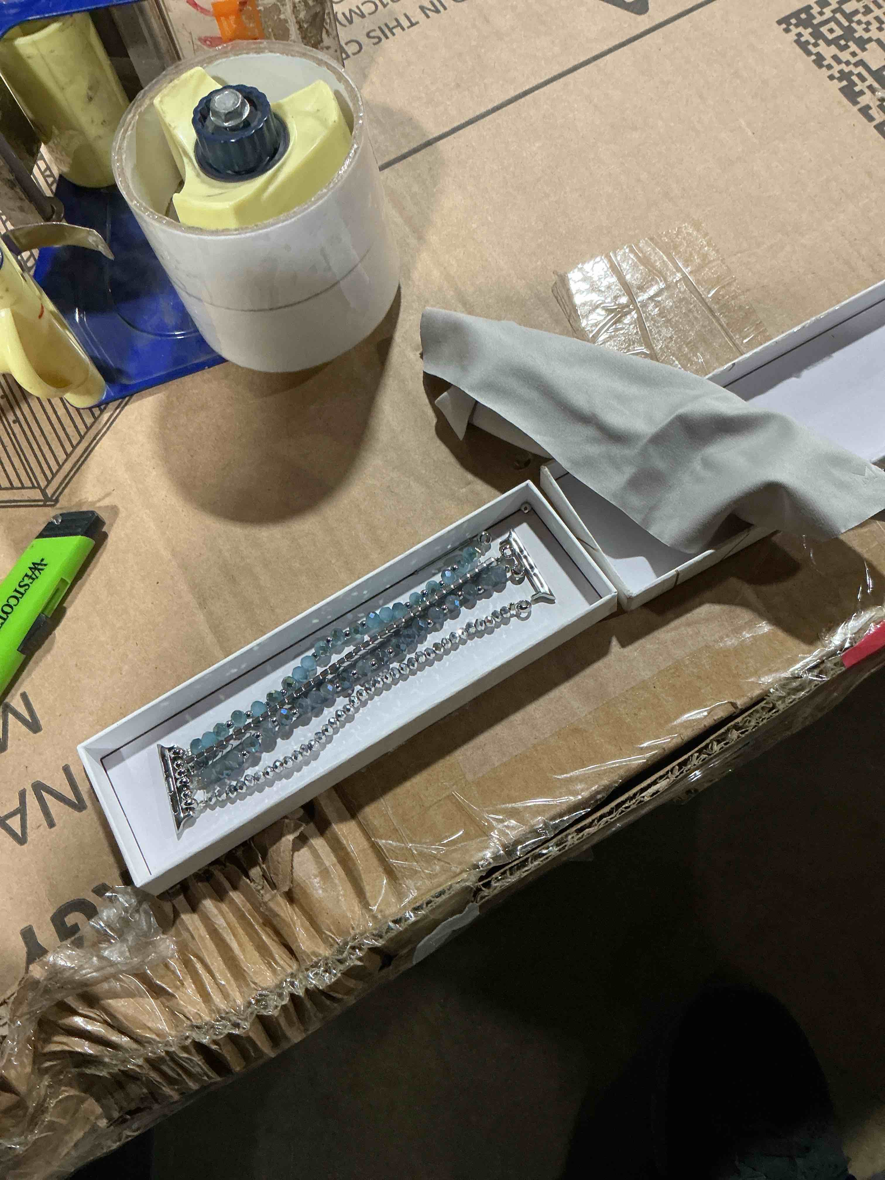 mofree beaded bracelet compatible with apple watch band 38mm/40mm/41mm/42mm, fashion elastic stretch women bands for iwatch series 11/10/9/8/7/se/6/5/4/3/2/1 iphone watch strap bands (blue/silver) blue/silver 38mm/40mm/41mm/42mm(series 11/10)-(5.3\"-6.2\")