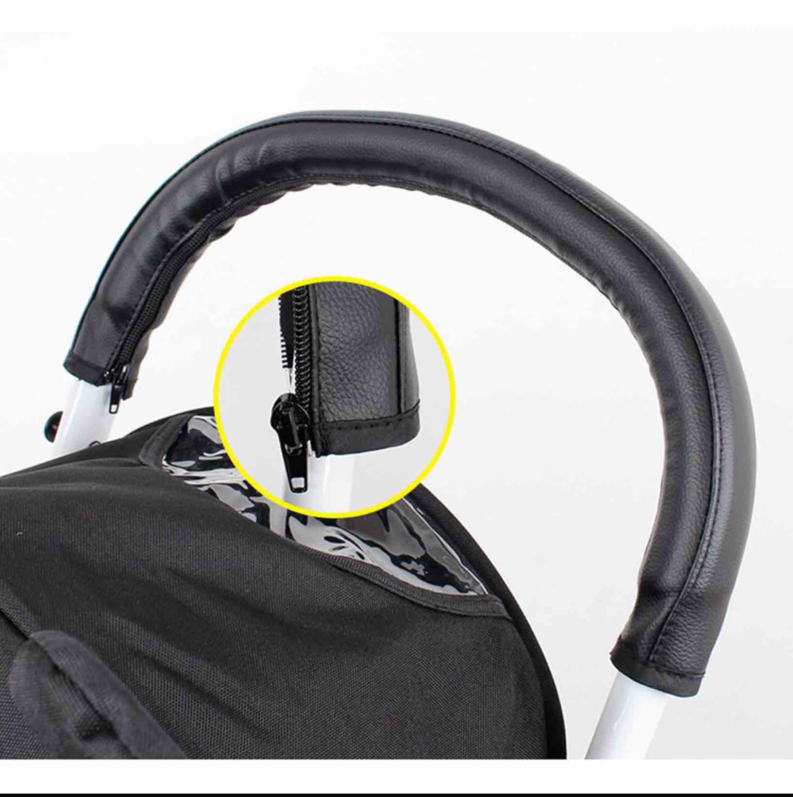 Condition photo showing Good Condition for (similar to) stroller handle cover,handle sleeve cover, grip bar, replacement, compatible with bbz yoya stroller armrest bumper bar accessories zipper open vegan leather - black