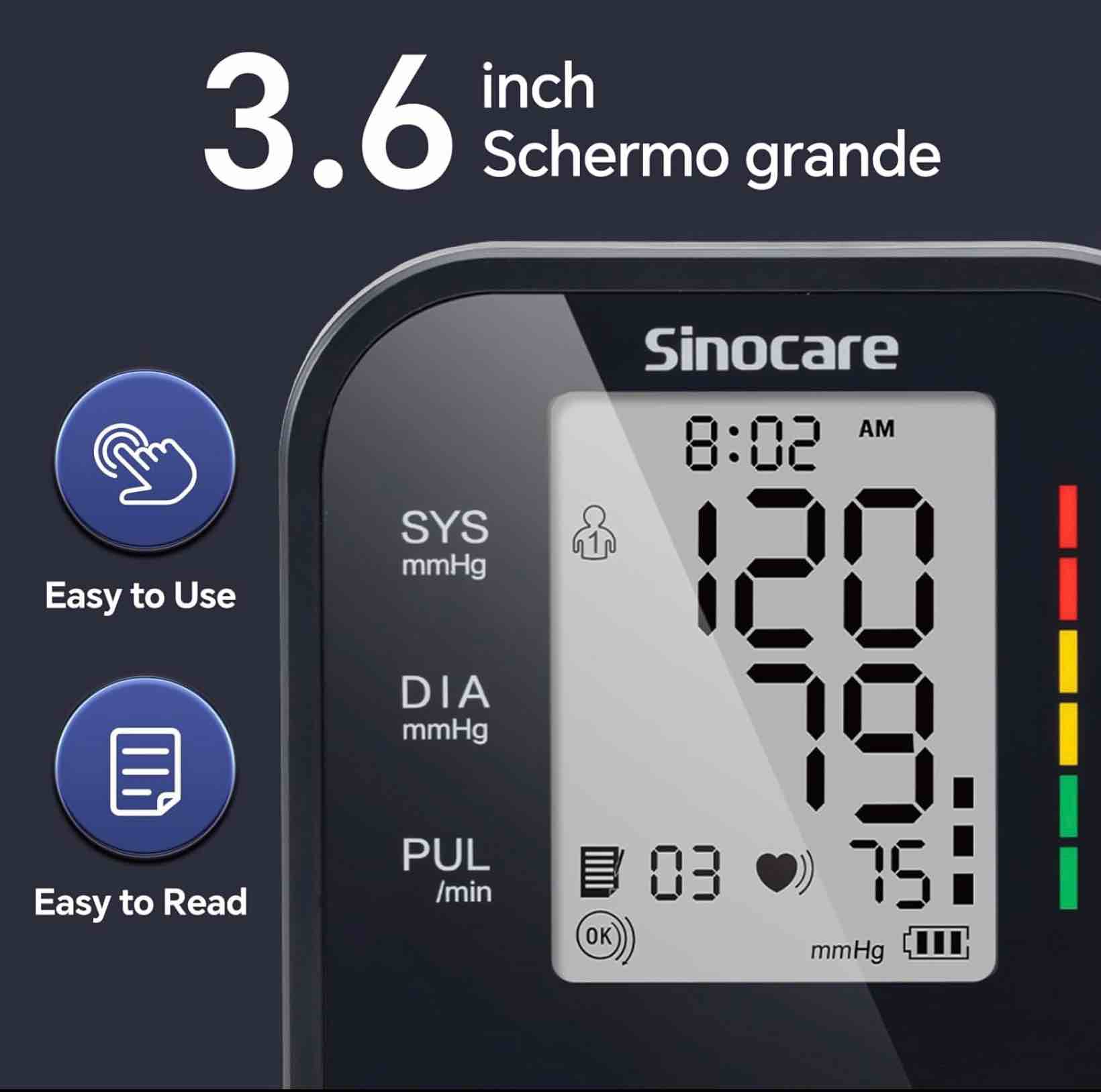 Condition photo showing Good Condition for sinocare blood pressure monitor, upper arm bp machine for home, adjustable cuff 8.6\"-16.5\", one-button operation, dual user mode, posture detection & irregular heartbeat alert, black