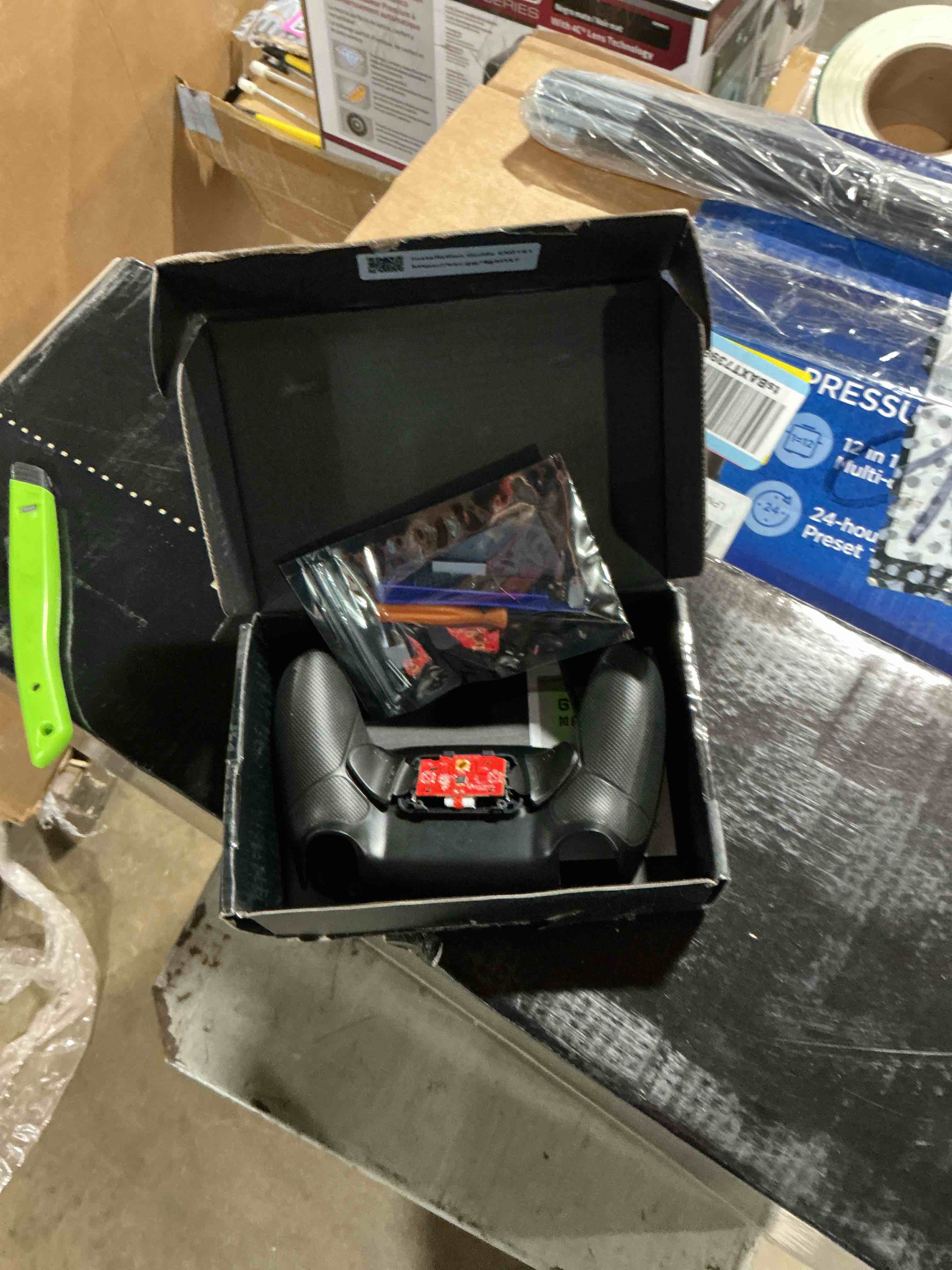 Condition photo showing As Is for extremerate black real metal buttons rmb rise v3 remap kit for ps5 controller bdm-030 040 050, rubberized grip bottom shell upgraded programable back buttons set for ps5 controller - no controller