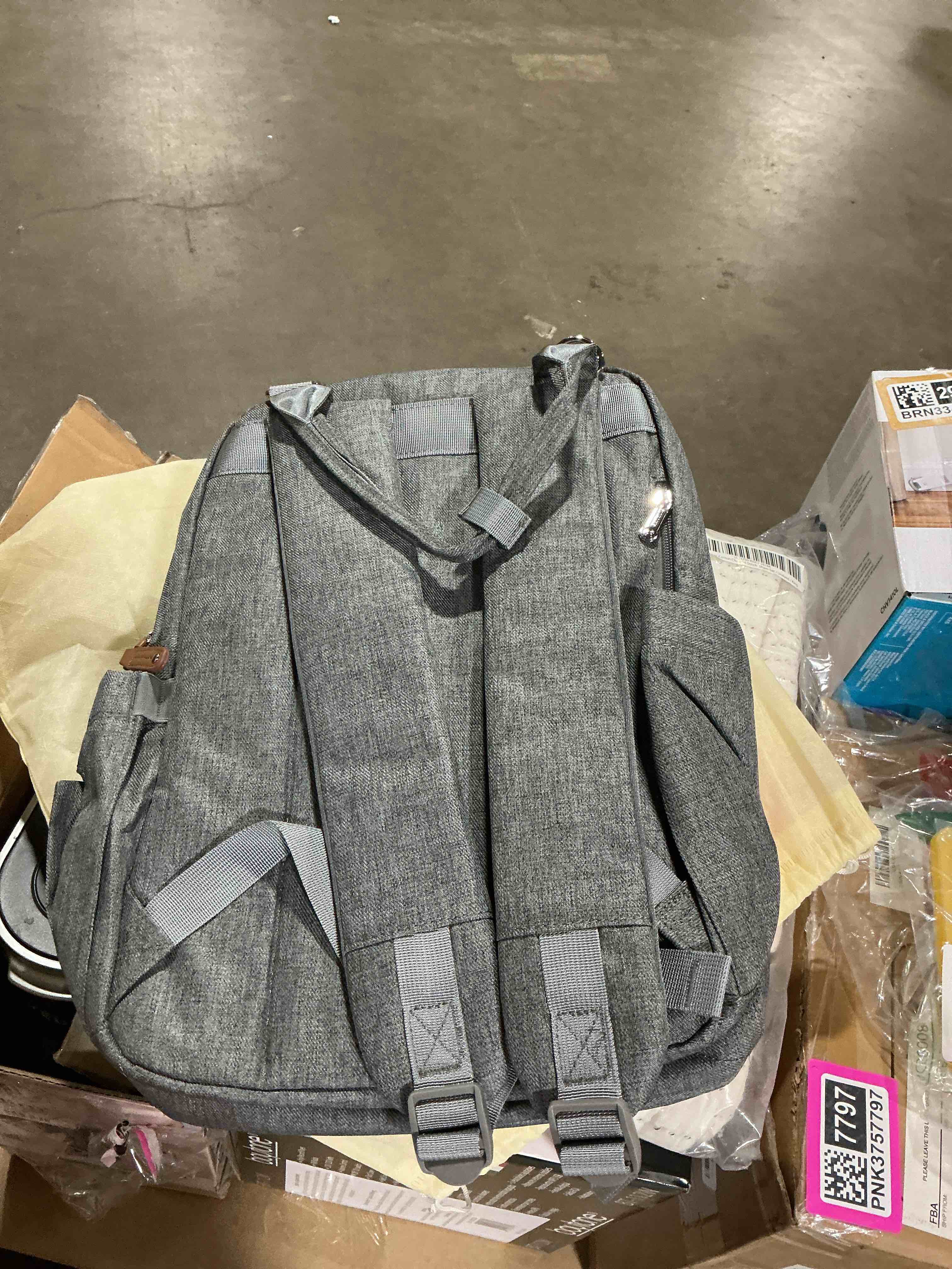 Condition photo showing Good Condition for ruvalino diaper bag backpack, multifunction travel pack maternity baby changing bags, large capacity, waterproof, gray stylish_light gray polyester