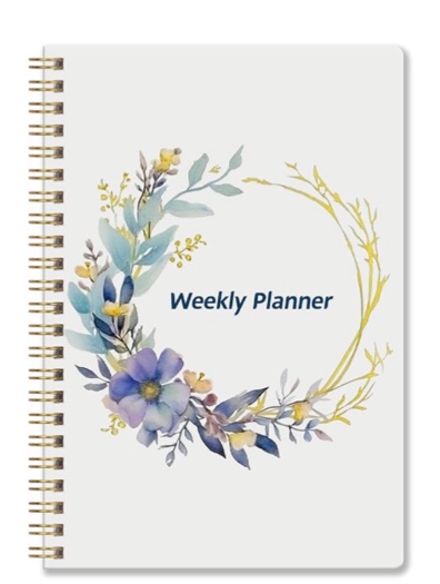 Condition photo showing Good Condition for undated weekly planner- weekly goals notebook, a5 to do list planner, habit tracker journal with spiral binding