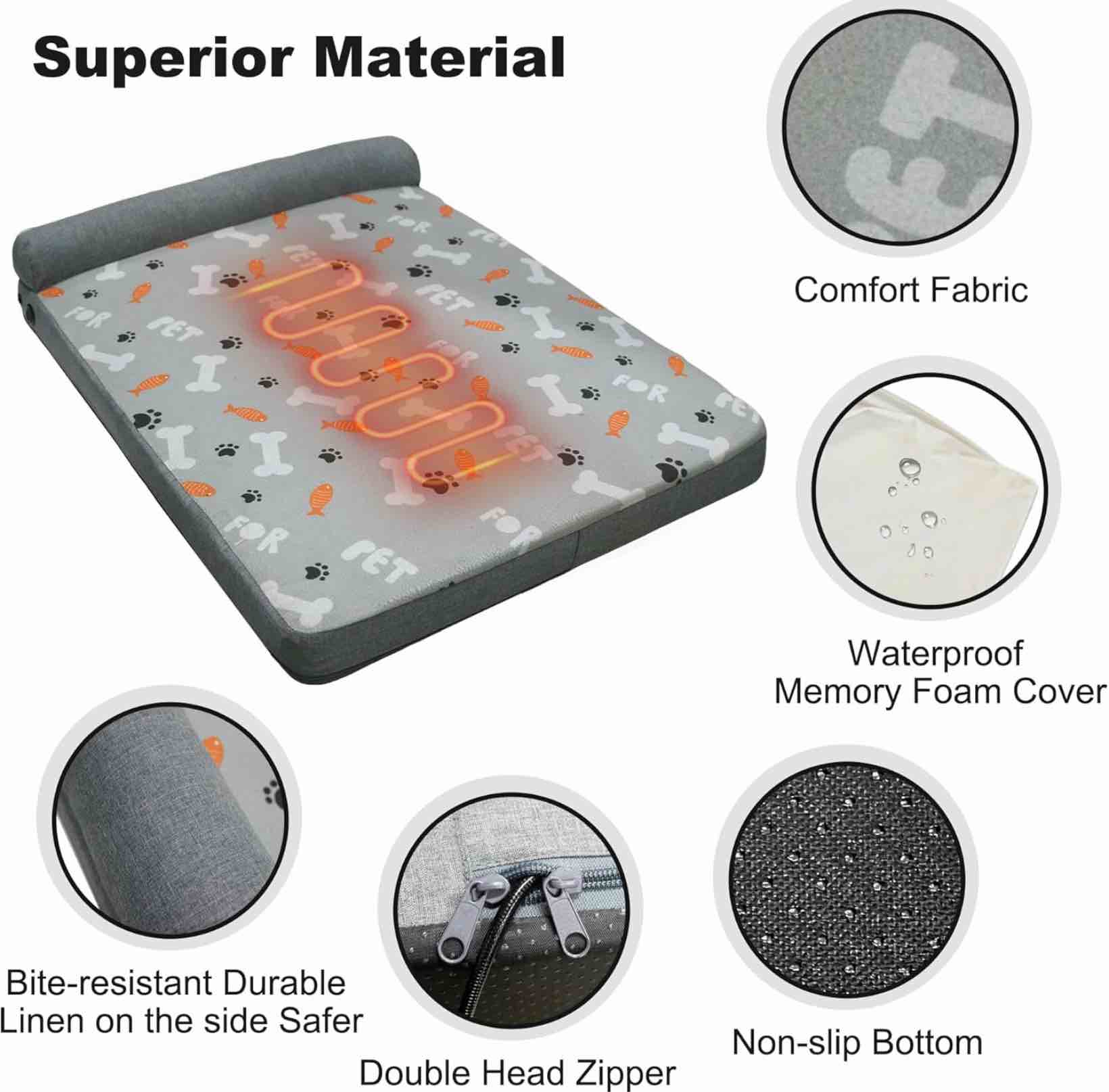 Condition photo showing Good Condition for heated dog bed, electric oversize heating arthritis orthopedic dog bed with thickened memory foam, heated pet bed with waterproof cover for medium large dogs, 35\"*26.5\"*3.5\"