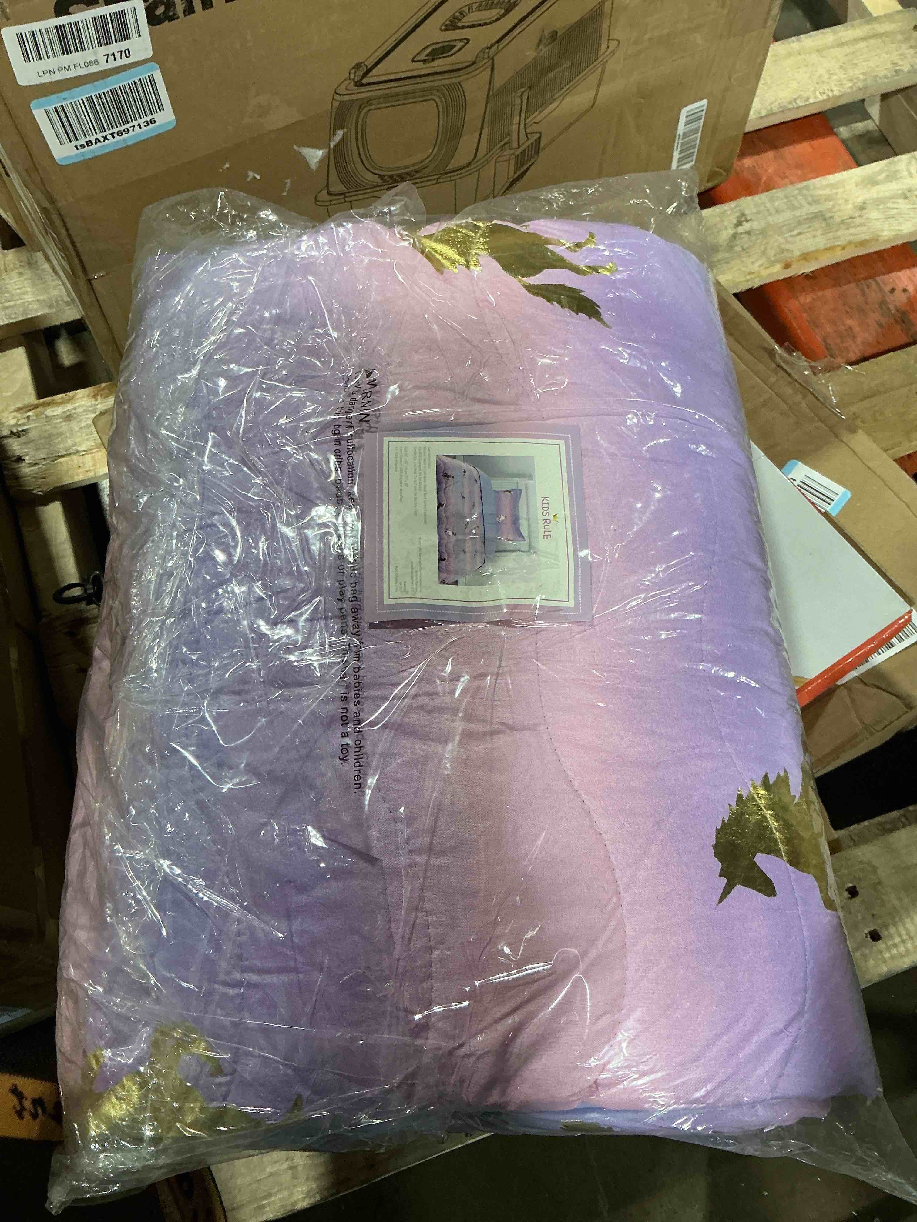 Sweet and stylish Gold Unicorns leap across the surface of Tadpoles Metallic Unicorn Quilt Set to usher your little one into a dreamy night s sleep. Warm without the weight  this set includes a shiny gold embellished unicorn quilt with matching shams (1 Sham for Twin  2 Shams for Full) for a fun  brightly colored bedroom. Made of 100% Micro-denier polyester fiber for long-lasting softness and durability. Comfortable for use in all seasons. Easy care  machine wash and dry  with fade & stain resistance. Perfect for your dreamy tween or teen who wishes for magical moments!