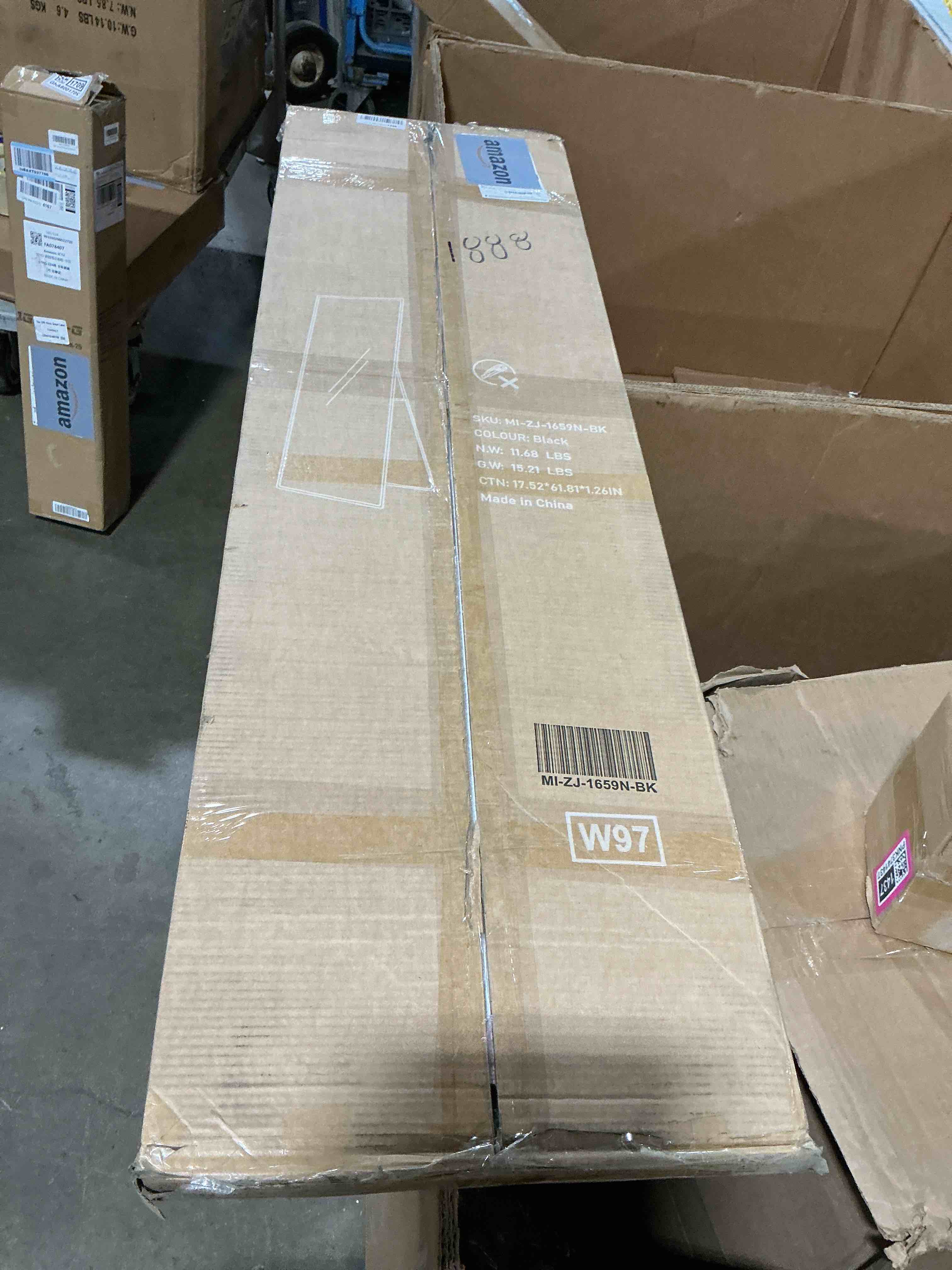 Condition photo showing Good Condition for mirror full length, upgraded body wall mirrors with shatter-proof glass, floor standing, hanging or leaning, tall mirror with stand aluminum alloy frame for bedroom cloakroom black 59\"l x 16\"w