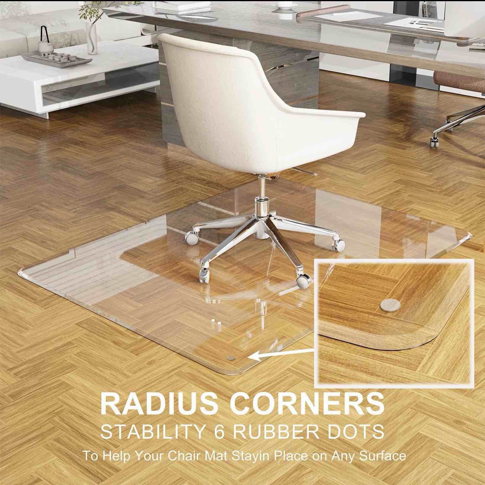 Condition photo showing Good Condition for mesailup beveled edge office chair mat for carpet or hardwood floor crystal clear 46\" x 55\" clear chair mats for easy roll on/off, hard heavy duty and non-slip pad floor desk chair mat