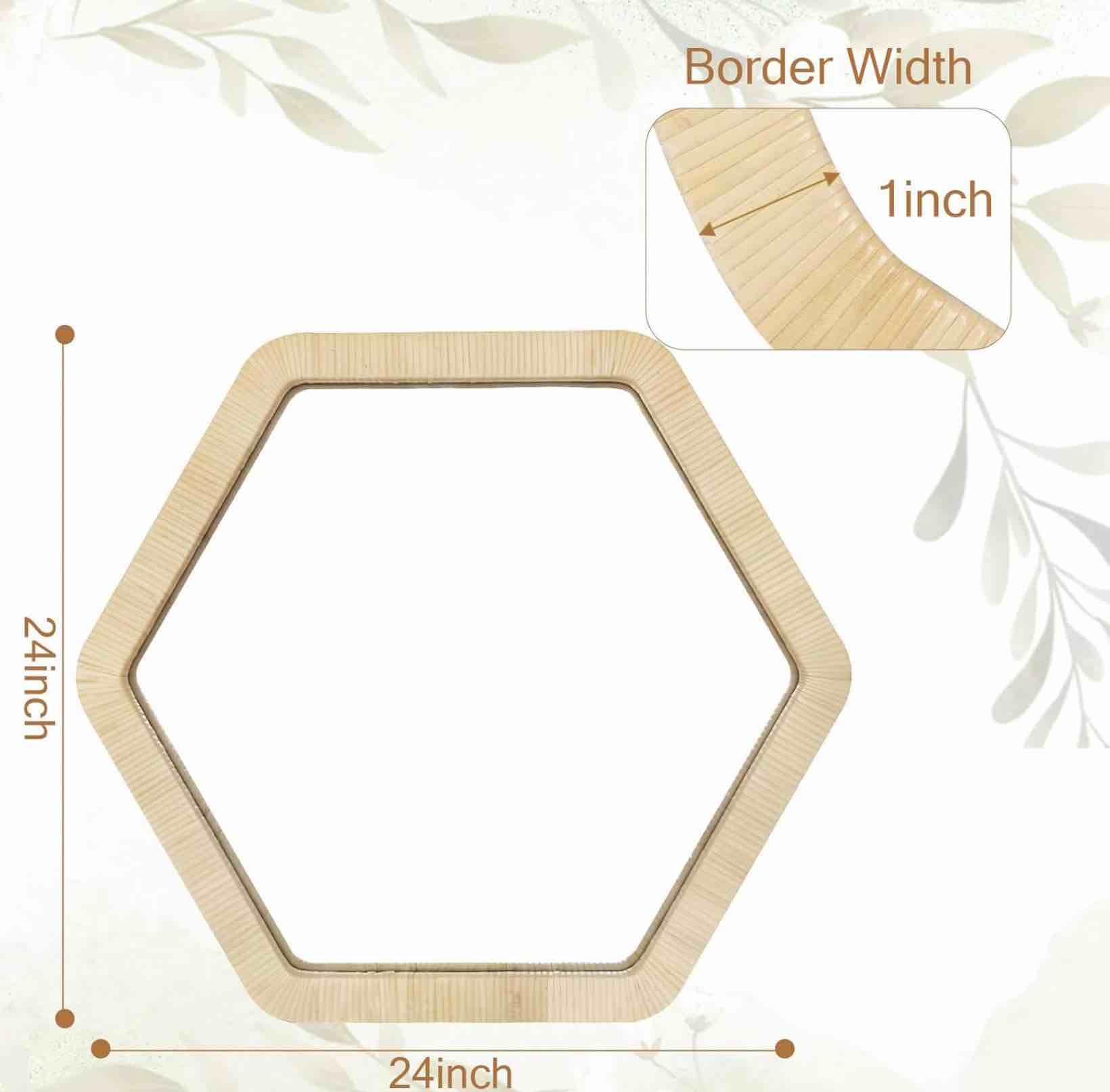 Condition photo showing Good Condition for ulike rattan wicker mirror for wall, boho woven bathroom 24 inch rustic farmhouse wall decor with handmade rattan frame, boho mirror for nursery bedroom living room entryway hexagonal 24\"l x 24\"w