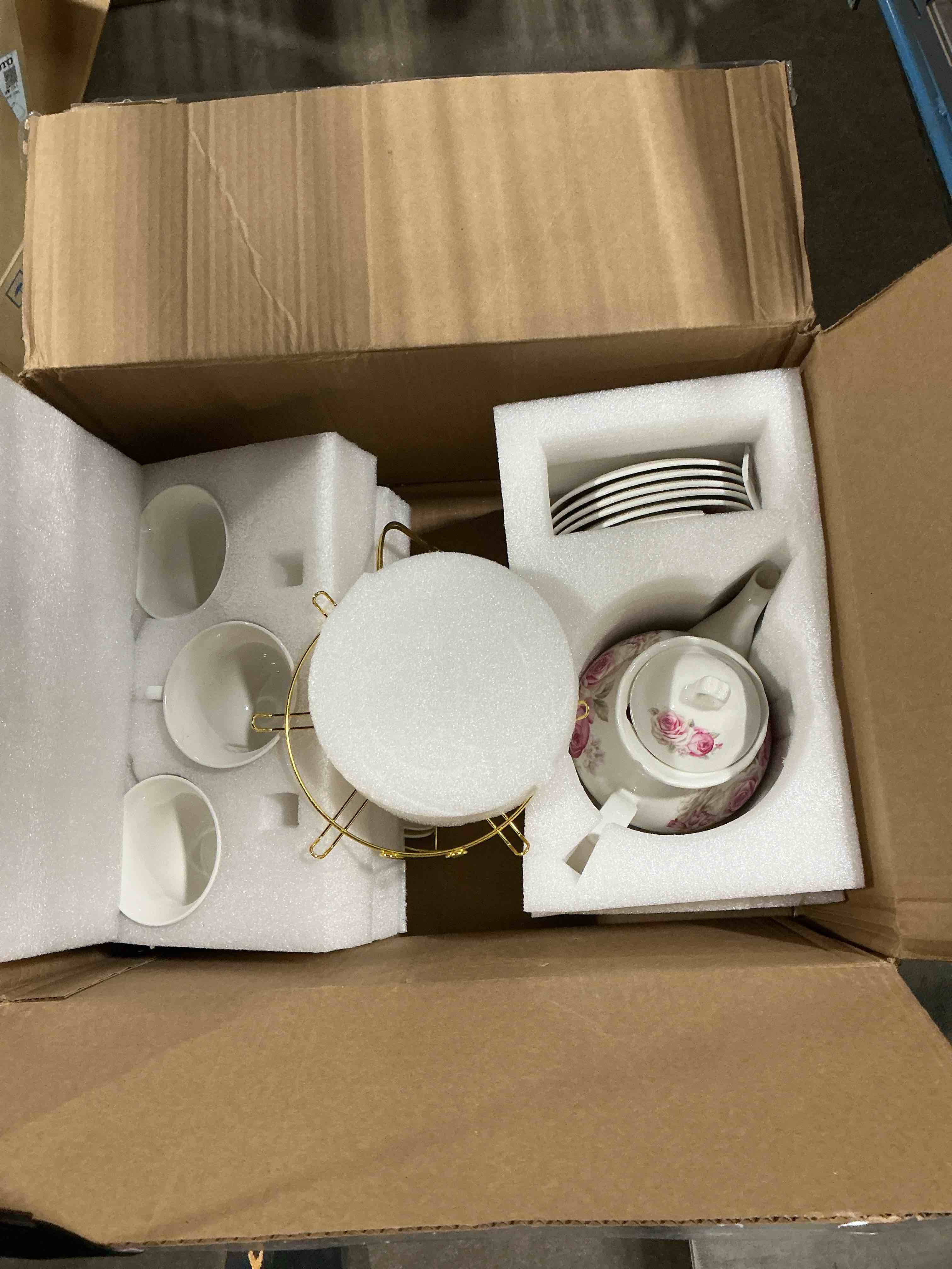 Condition photo showing Good Condition for 20-pieces tea set for adult with golden metal rack,porcelain tea sets for women,tea gift sets for home&party(016)