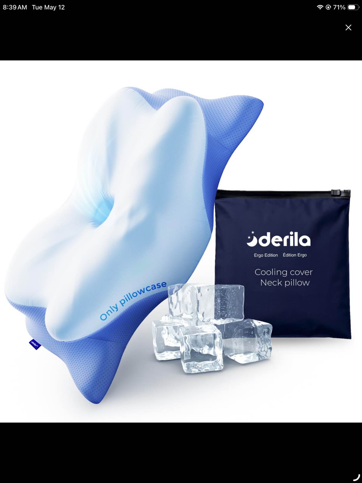Condition photo showing Good Condition for derila ergo pillowcase cervical neck pillow for sleeping pillow case contour memory foam pillows for back, side sleeper (pillowcase - 21.25 x 14.17 x 4.72 in) pillow case only