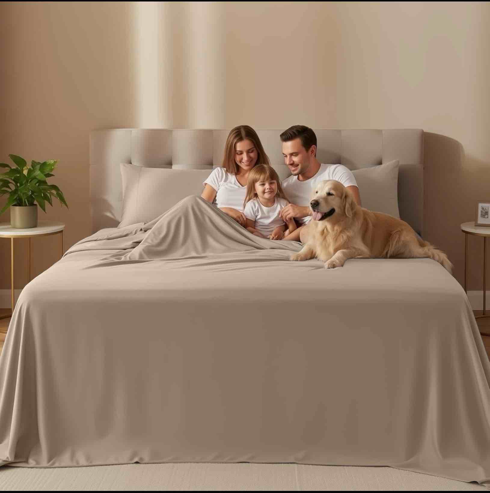 Condition photo showing Good Condition for (similar to)utopia bedding sheet set – 4 piece bed sheets, soft and breathable microfiber, includes 1 fitted sheet, 1 flat sheet and 2 pillowcases – oeko tex (beige) beige