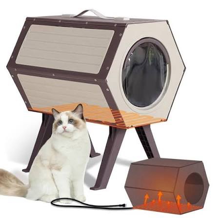 aivituvin-air107 indoor/outdoor heated cat house with heated pad|durable pp construction - 1 set