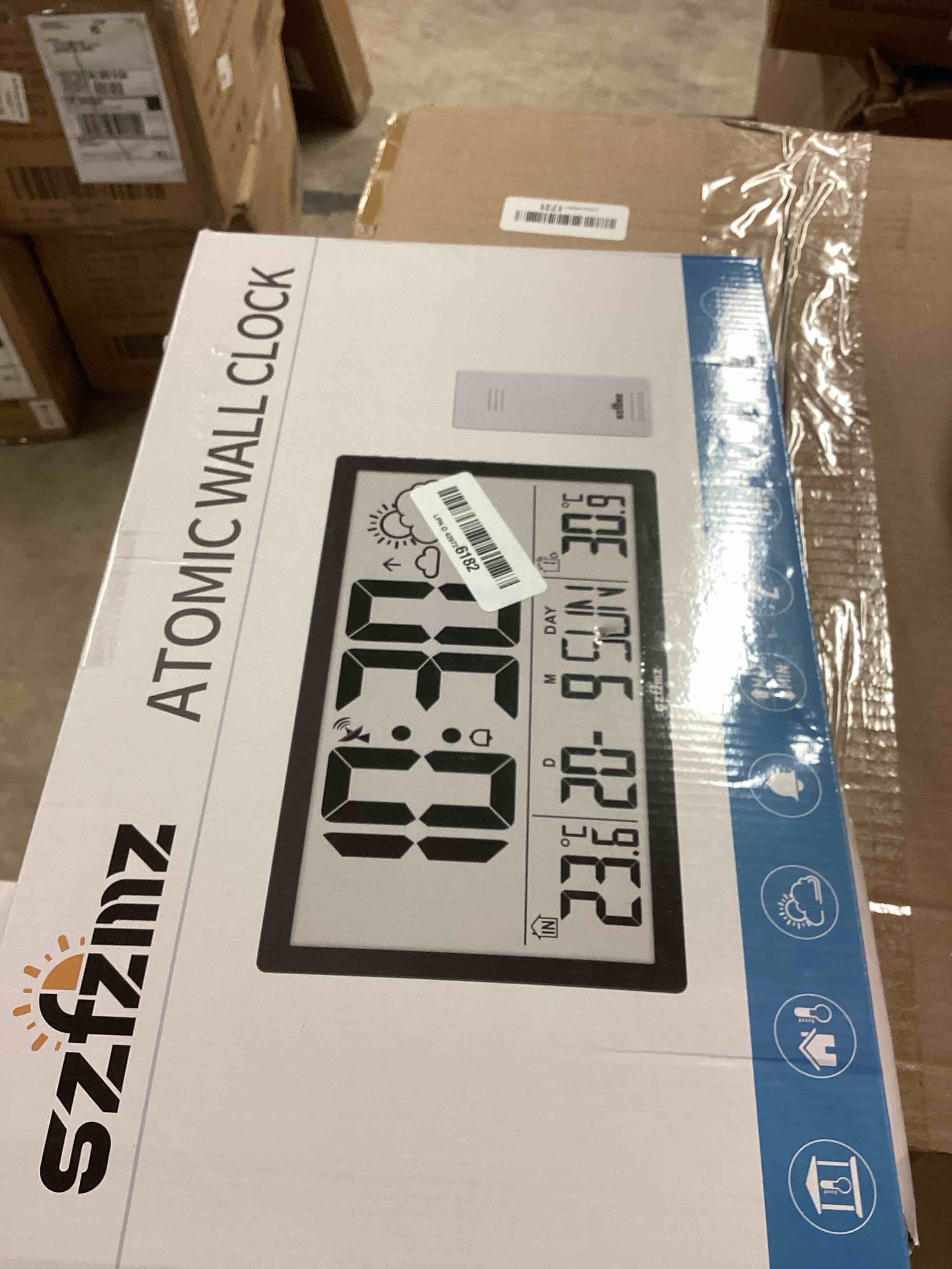 Condition photo showing New/Like New for Weather Clock with Atomic Clock Indoor Outdoor Thermometer, 14.6" Large Atomic Wall Clock Battery Operated, Never Needs Setting! Wireless Outdoor Sensor, Auto DST, Wall Clock for Office/Home/School Balck