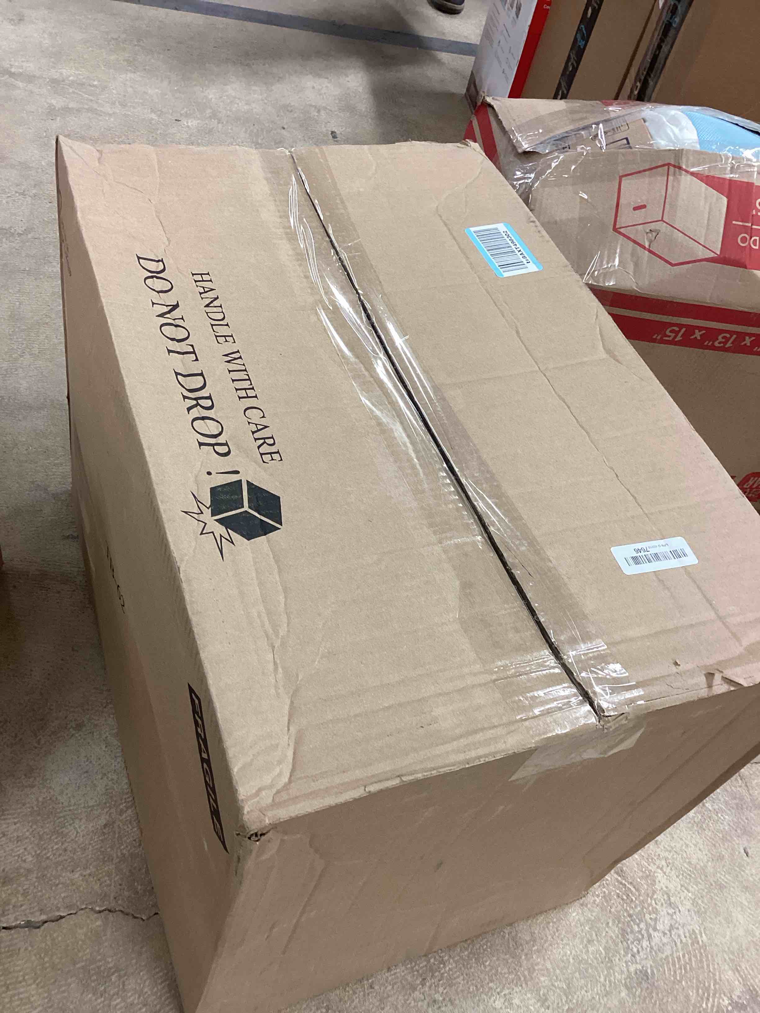 Condition photo showing As Is for IRIS USA 72 QT Plastic Storage Box with Lid and Latches - 4 Pack - BPA-Free, See-Through Organizing Solution, Durable Nestable Stackable Containers, Secure Pull Handle - Clear Clear 72 Qt 4 Pack