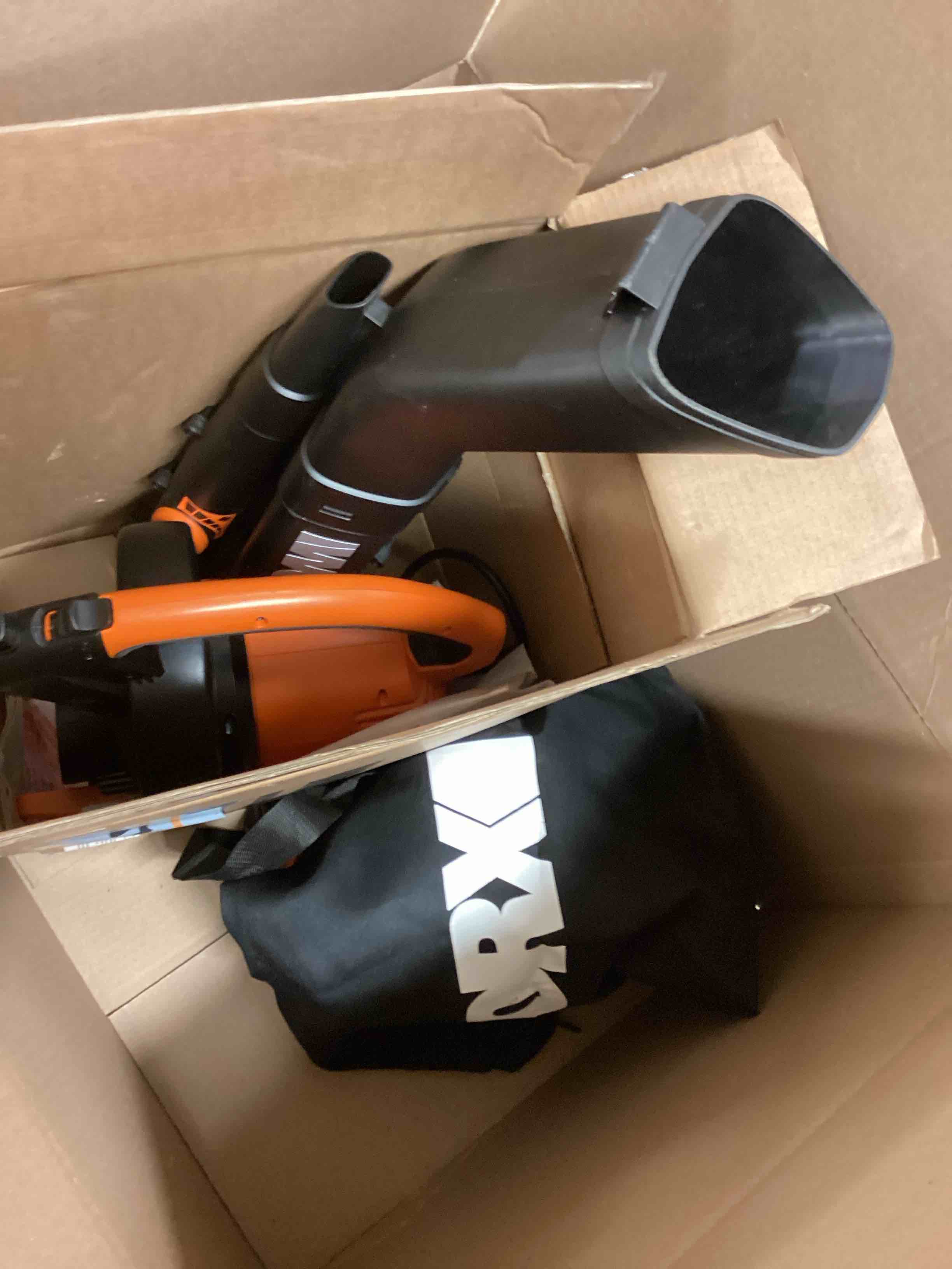 Condition photo showing As Is for WORX Trivac 3 in 1 Electric Leaf Blower for Lawn Care, Leaf Vacuum with 350 CFM & 210 MPH, Leaf Mulcher with Metal Impeller, WG505 350CFM Blower/Vac/Mulcher