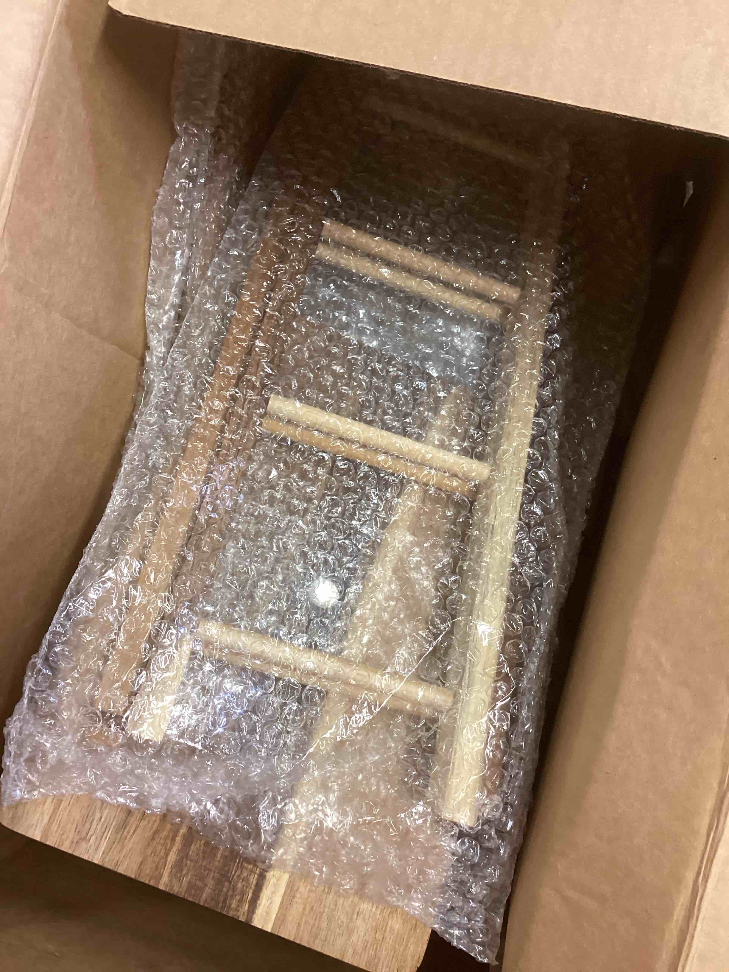 Condition photo showing As Is for Havawish 5 Pcs Wooden Dessert Table Display Set, Farmhouse 2 Tier Cupcake Stand 3 Tier Wood Cake Tower Round Serving Tray Food Platter for Tea Party Wedding Farmhouse Decoration