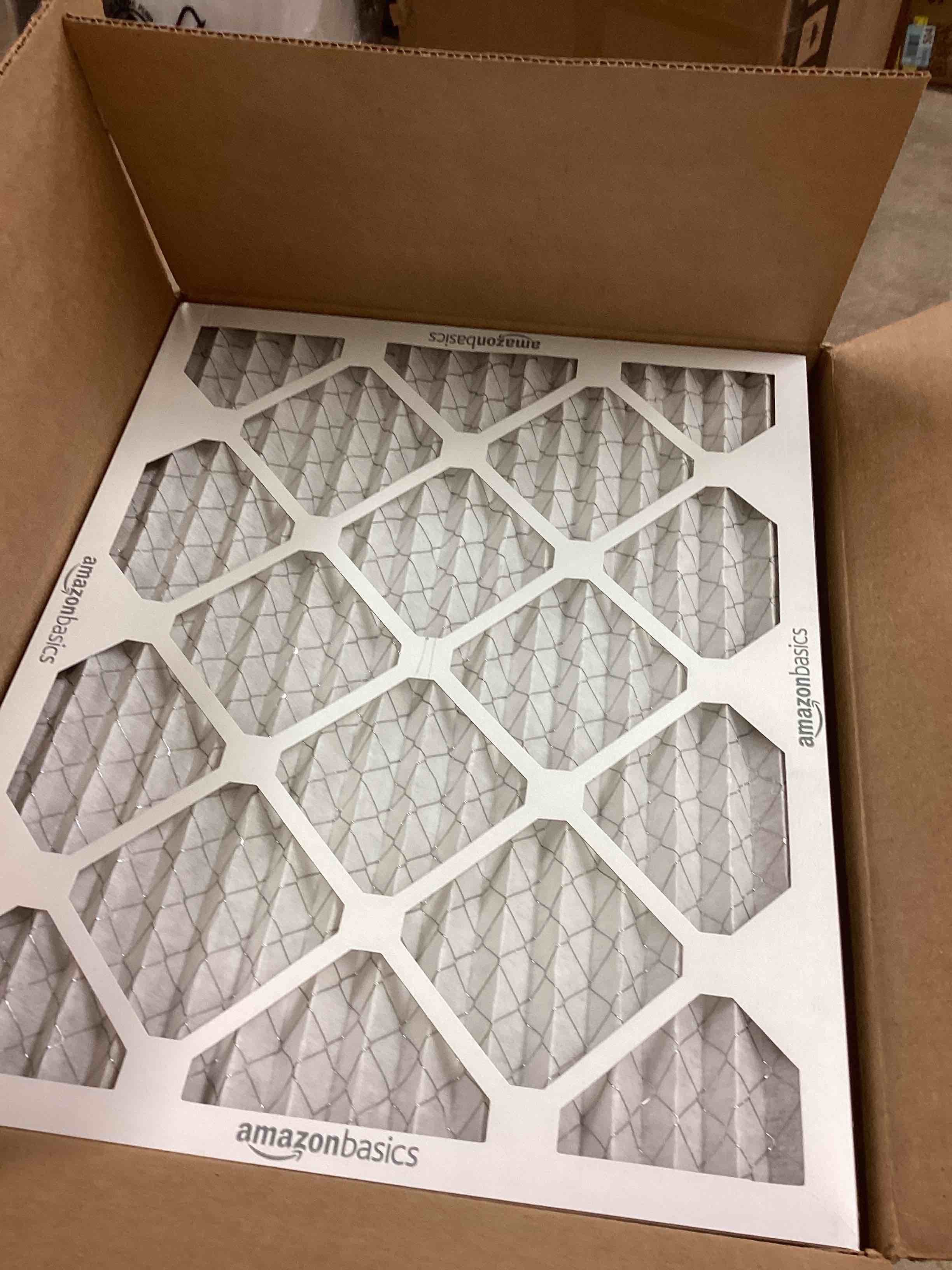 Condition photo showing New/Like New for Amazon Basics Merv 5 AC Furnace Air Filter 16x20x1 inches, Pack of 6 (Actual size: 15.75" x 19.75" x 0.75") 16x20x1 Merv 5