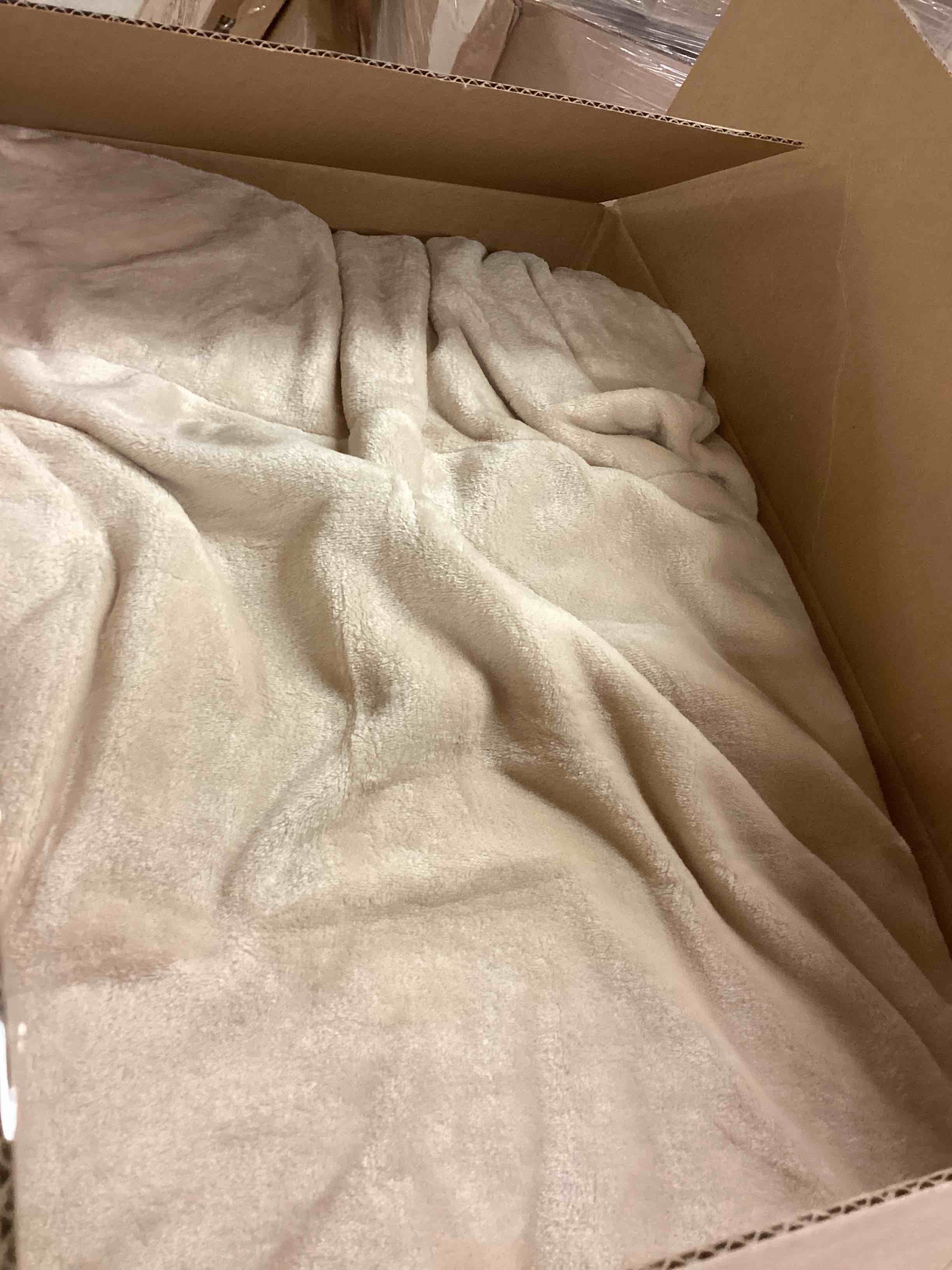 Condition photo showing As Is for Big Oversized King Blanket, Extra Large Soft Blanket 120x120, California King Size for Whole Family, Bed, Sofa, Couch, Travel, Camping Khaki Light Khaki 120x120