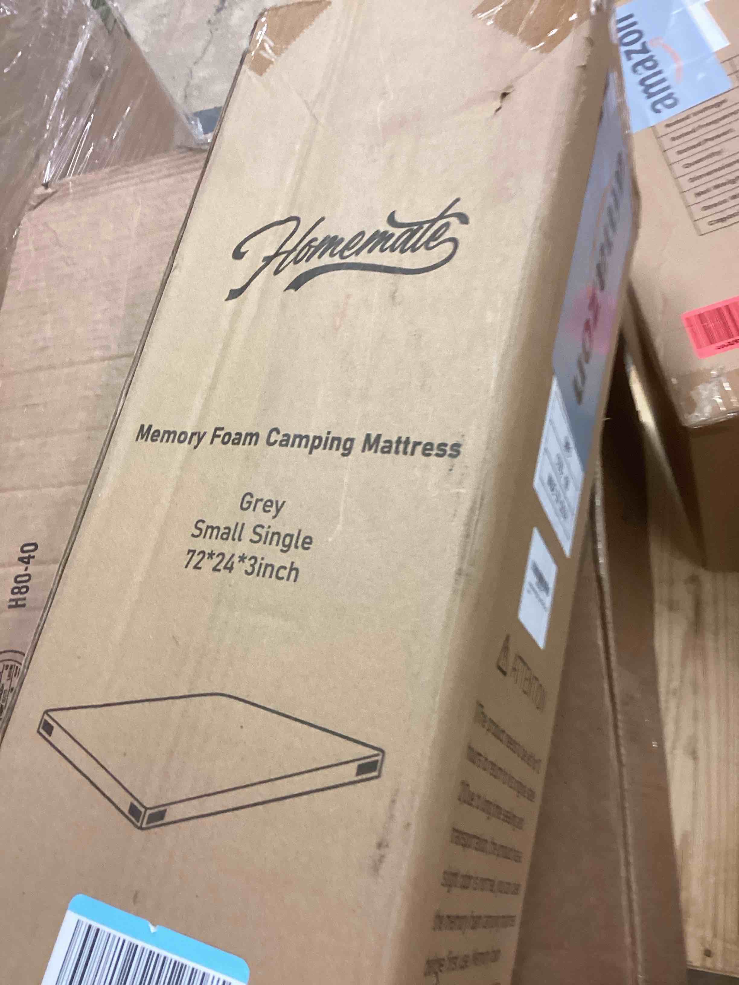 Condition photo showing New/Like New for HomeMate CertiPUR-US Memory Foam Camping Mattress Pad Portable Roll Up Mattress for Adults Sleeping Mat Cot Mattress Pad Grey Cot / 72*24*3