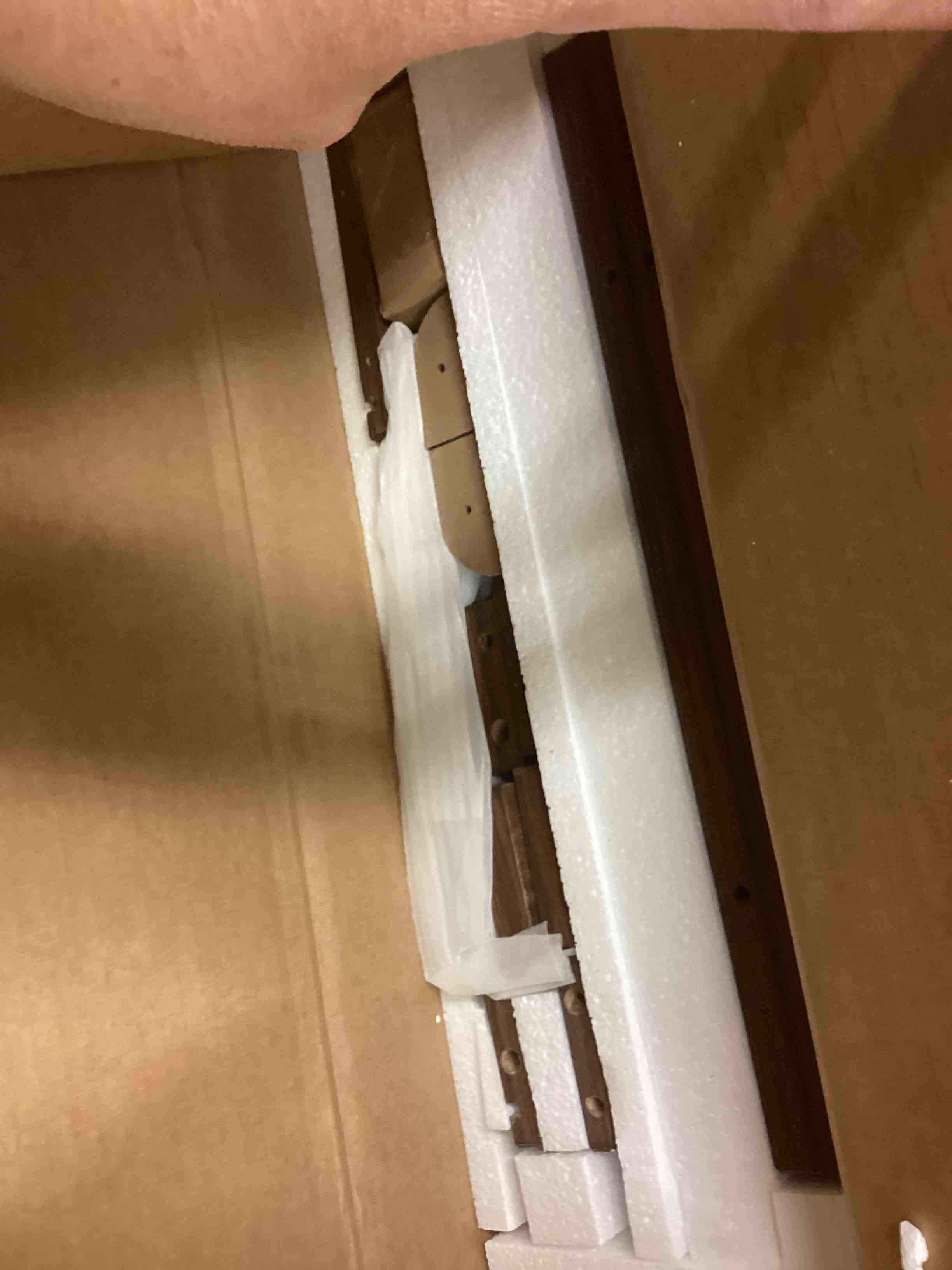 Condition photo showing New/Like New for Fluted Nightstand, Walnut Night Stand, Modern Nightstand with Charging Station, Wooden End Table with Drawer and Open Shelf, Bedside Table for Bedroom Sofa Home Office,Curved Corners Design