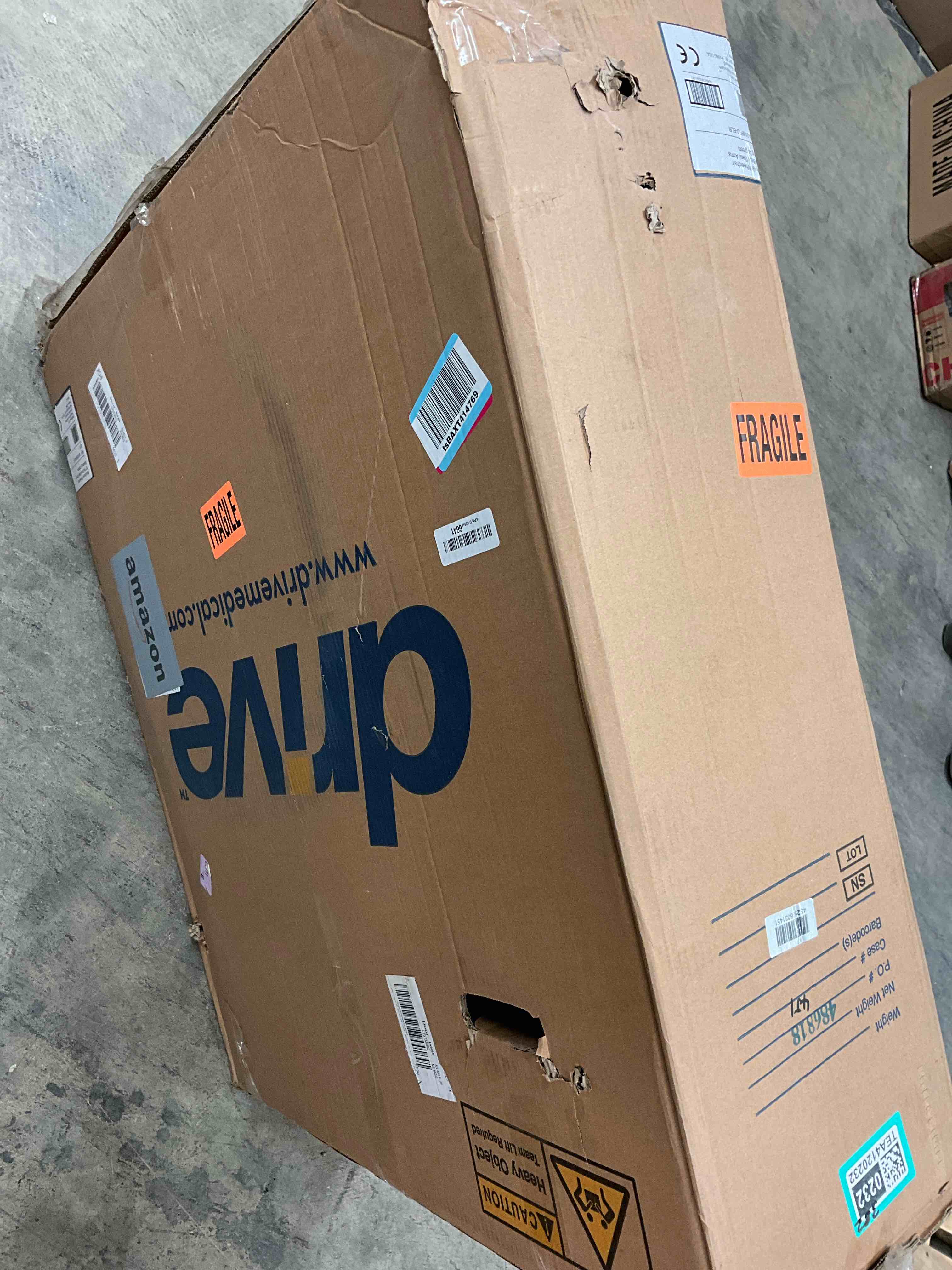 Condition photo showing Good Condition for Drive Medical Blue Streak Lightweight Foldable Wheelchair - Enhanced Mobility Support - Durable Construction - Padded Comfort - Swing-Away Leg Rests - Desk Arms - Blue/Black - 18 Inch Seat