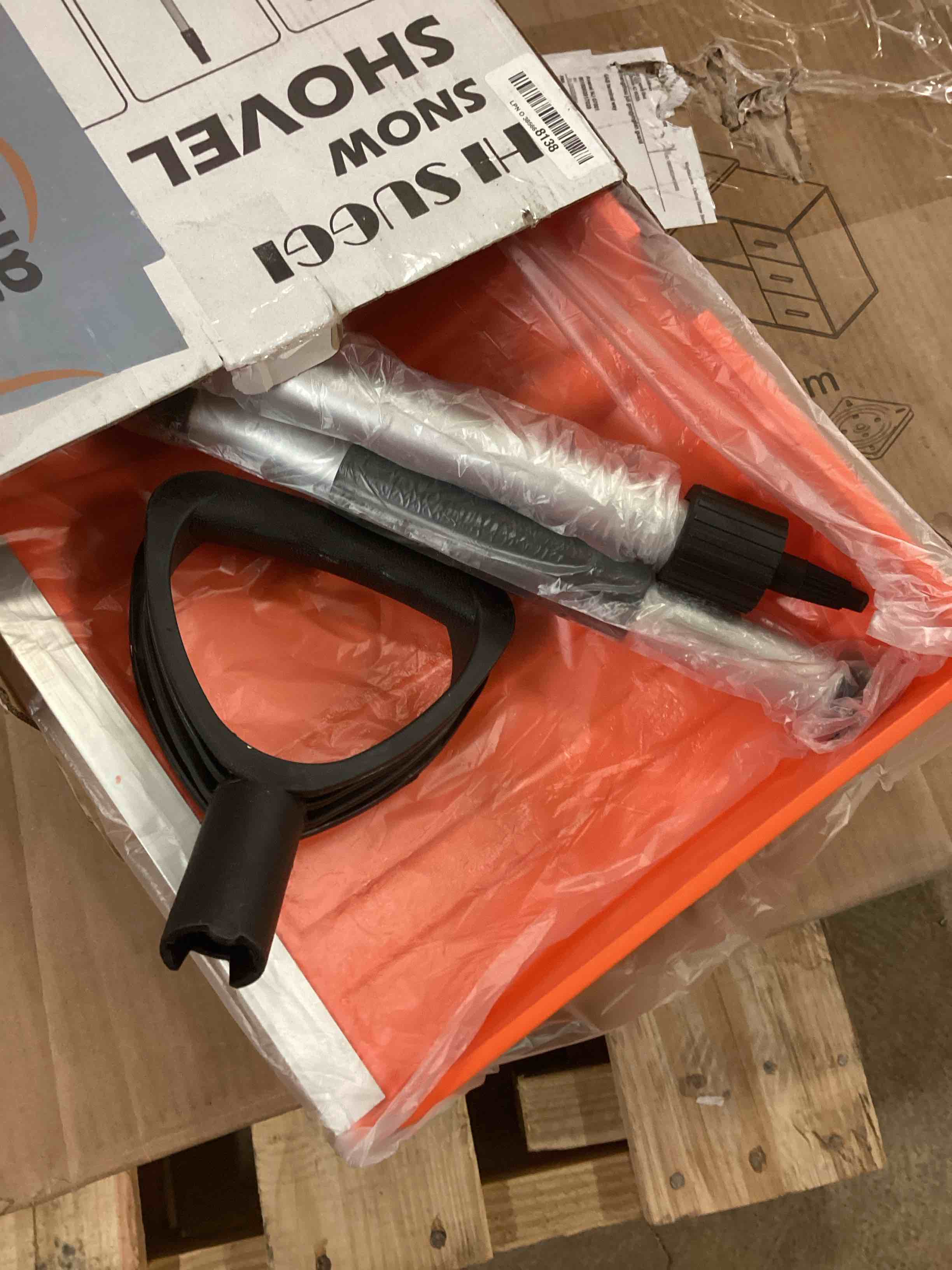 Condition photo showing New/Like New for Ergonomic Large Snow Shovel for Driveway: 48-Inch Dual-Lock Knob Anti-Wobble Handle, 16" Plastic Blade w/Metal Edge, Ultra-Light 1.9 lb, Portable Aluminum Shaft, Car, Camping & Emergency, Orange