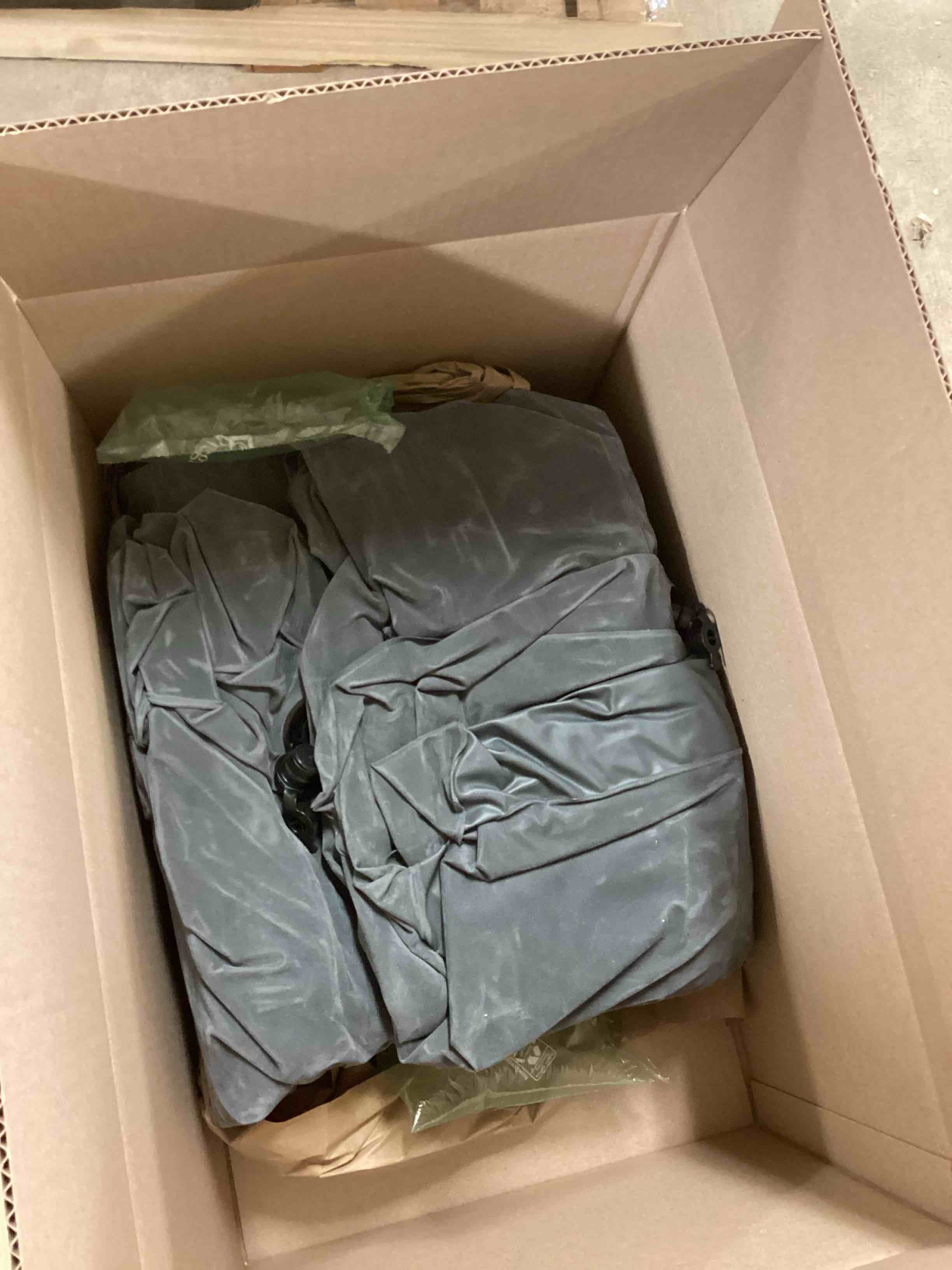 Condition photo showing As Is for Intex Inflatable Pull-Out Sofa: Velvety Surface, 2-in-1 Valve, Cupholder, 46" x 88" x 26" - Blow-Up Couch and Folding Queen Size Air Mattress Bed