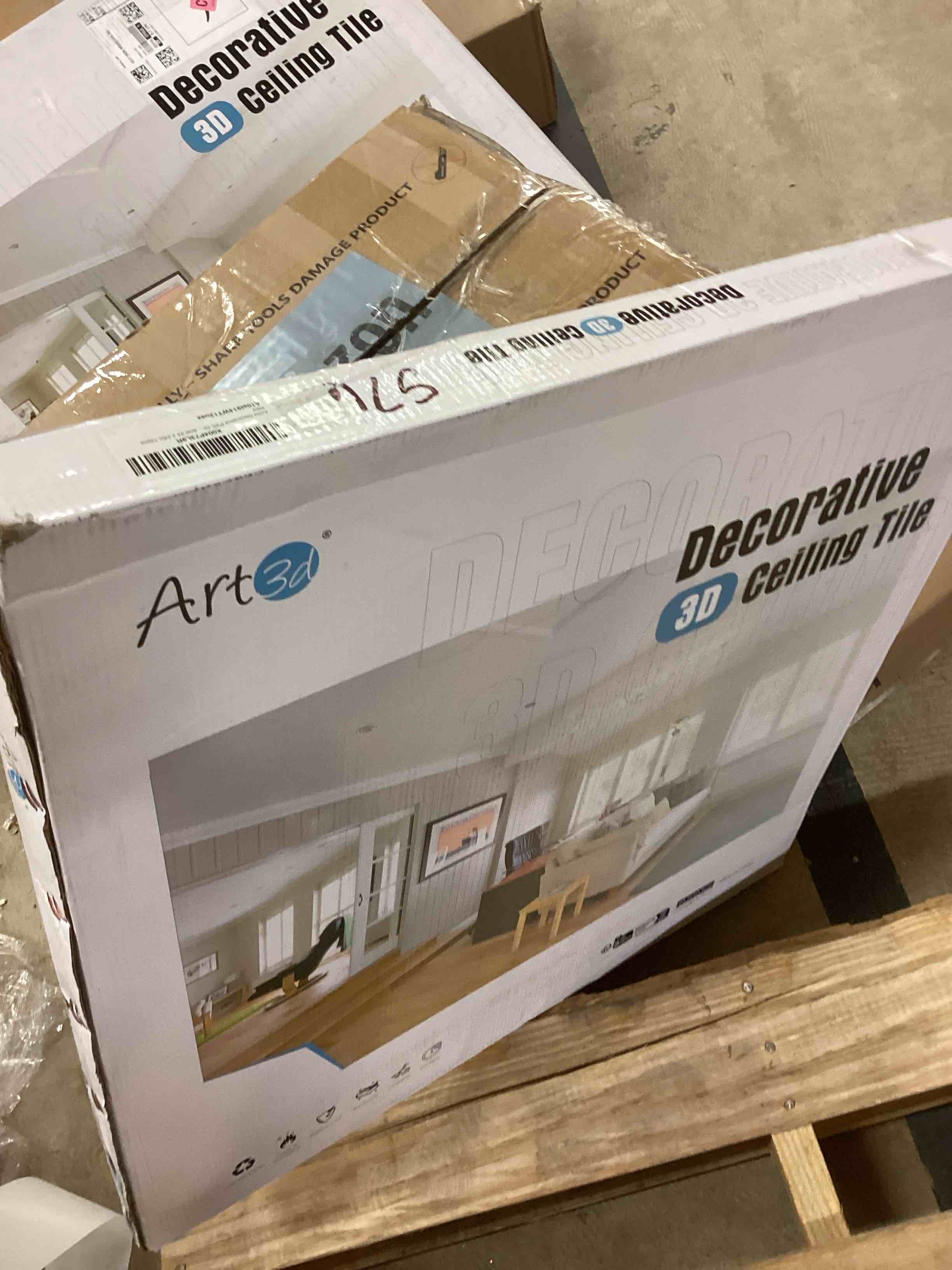 Condition photo showing New/Like New for Art3d Decorative PVC Drop Ceiling Tile 2ft x 2ft in White,Glue up Ceiling Panel 24 x 24in.12pcs 24*24 White 12