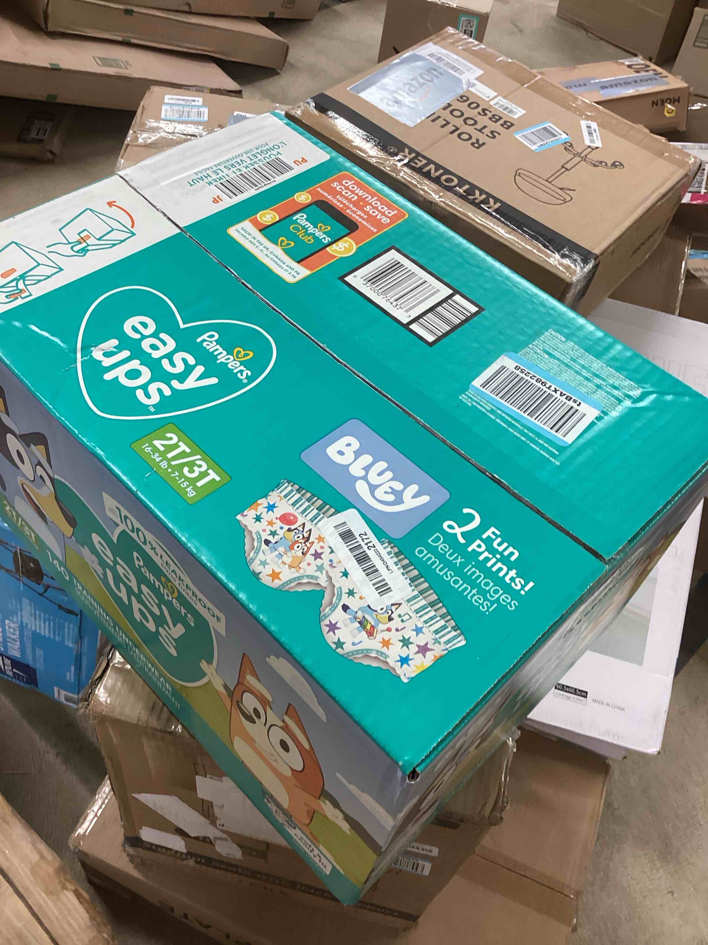 Condition photo showing New/Like New for Pampers Training Pants - Easy Ups Boys & Girls Bluey - Size 2T-3T, 140 Count, Children's Potty Underwear (Packaging May Vary) 2T-3T 140