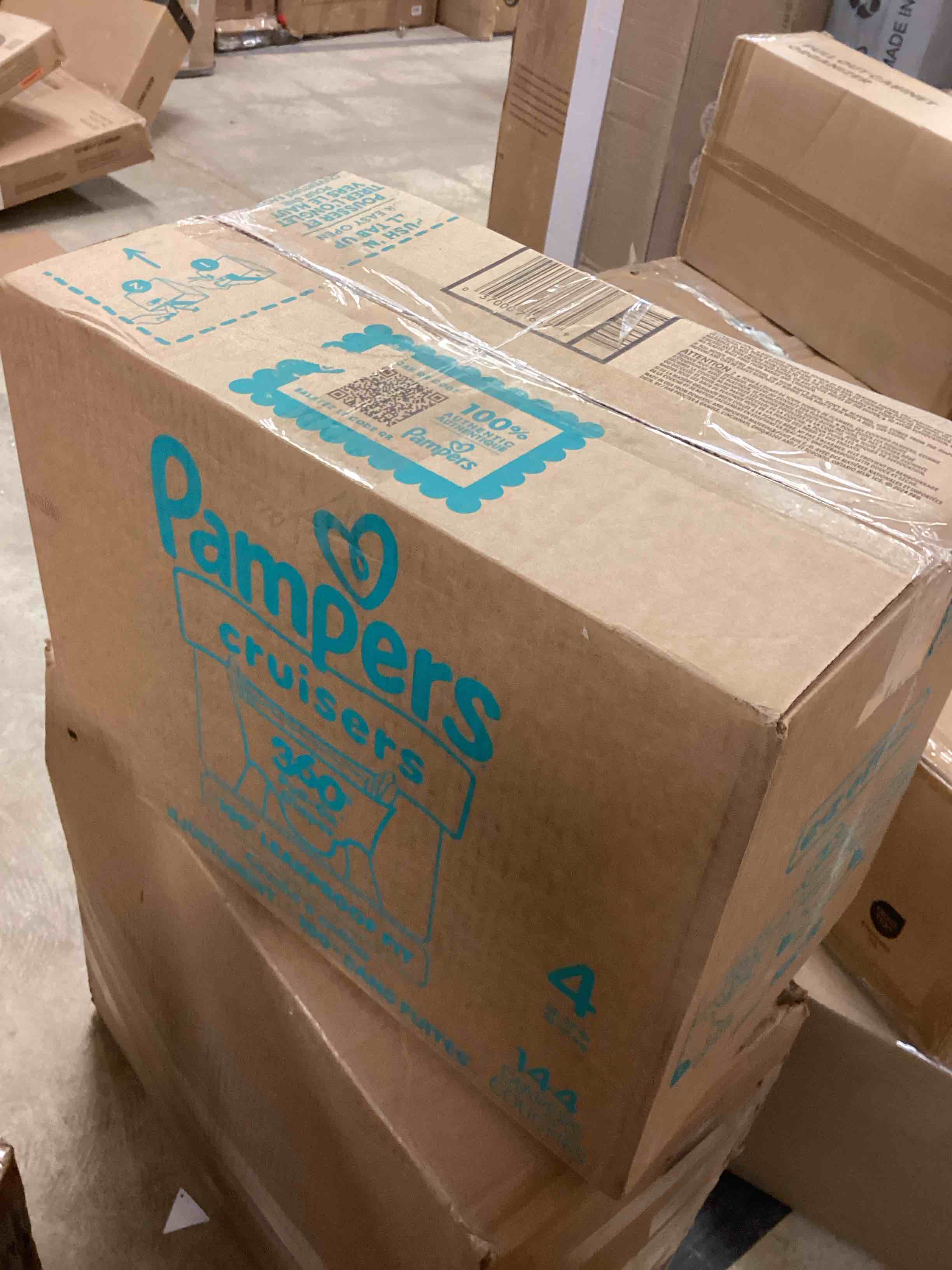 Condition photo showing New/Like New for Pampers Diapers - Cruisers 360 - Size 4, 144 Count, Babyproof up to 100% Leakproof Pull-On Diaper Size 4 144