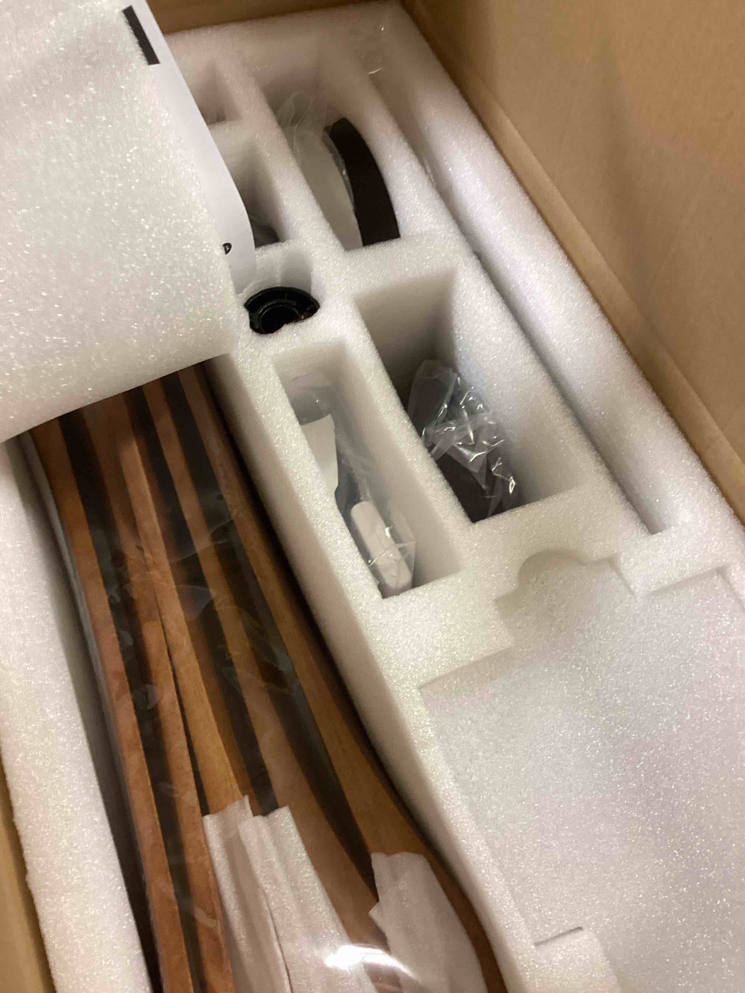 Condition photo showing New/Like New for Ceiling Fans with Lights and Remote, 52 Inch Outdoor Fans for Patios, USA Original Patent, ETL Listed, 3 Downrods, 5 Blades, 6 Speeds Reversible Noiseless DC Motor Wood Fans for Farmhouse, Walnut Wood Walnut Wood 52"