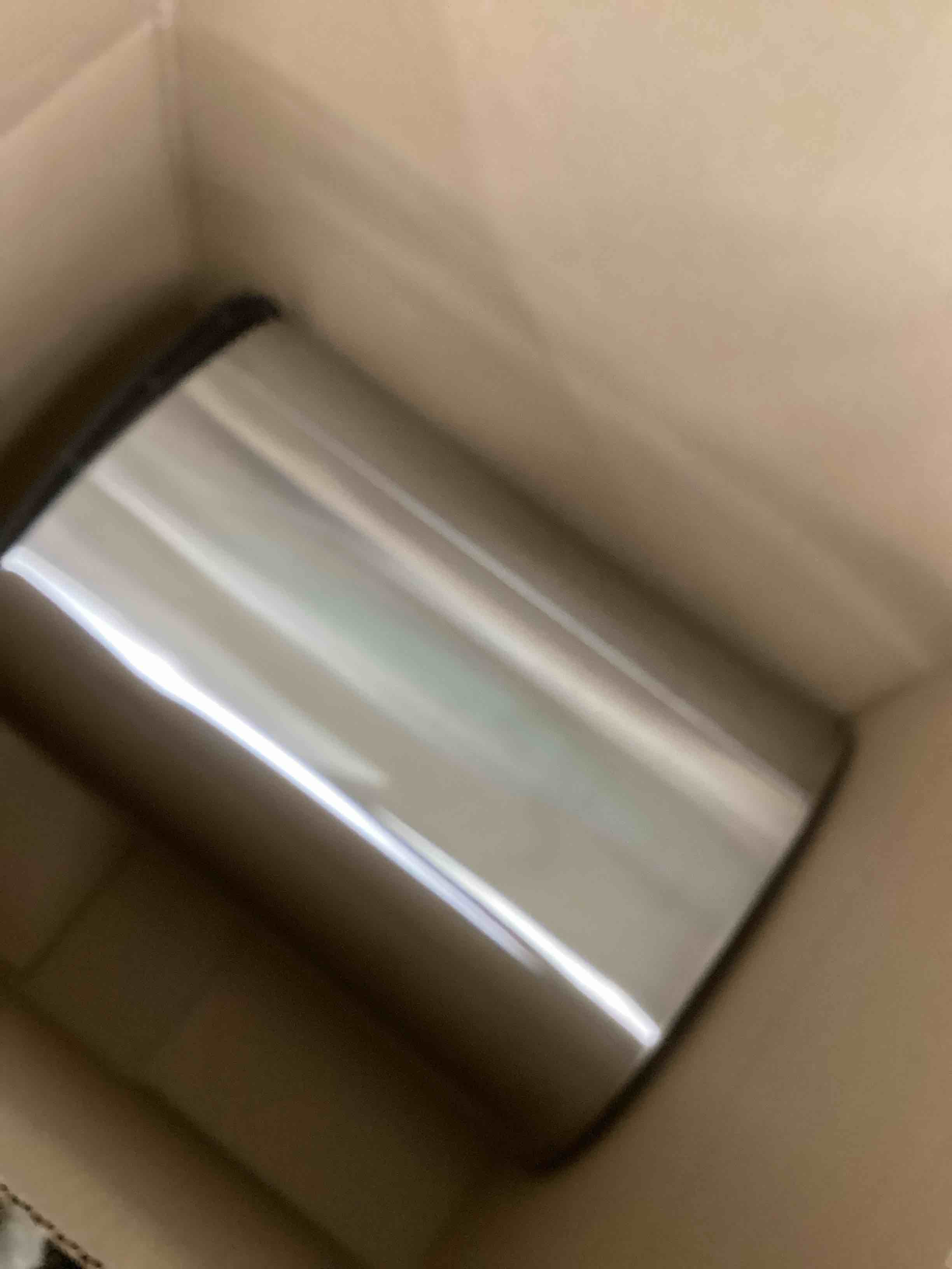 Condition photo showing As Is for BestOffice | 13 Gallon Trash Can with Lid | Automatic Touchless Garbage Can | Odor Control | Modern Oval Design | Easy to Clean | Stainless Steel | Fits Any Kitchen, Bathroom, Office or Home Stainless Steel Stainless Steel