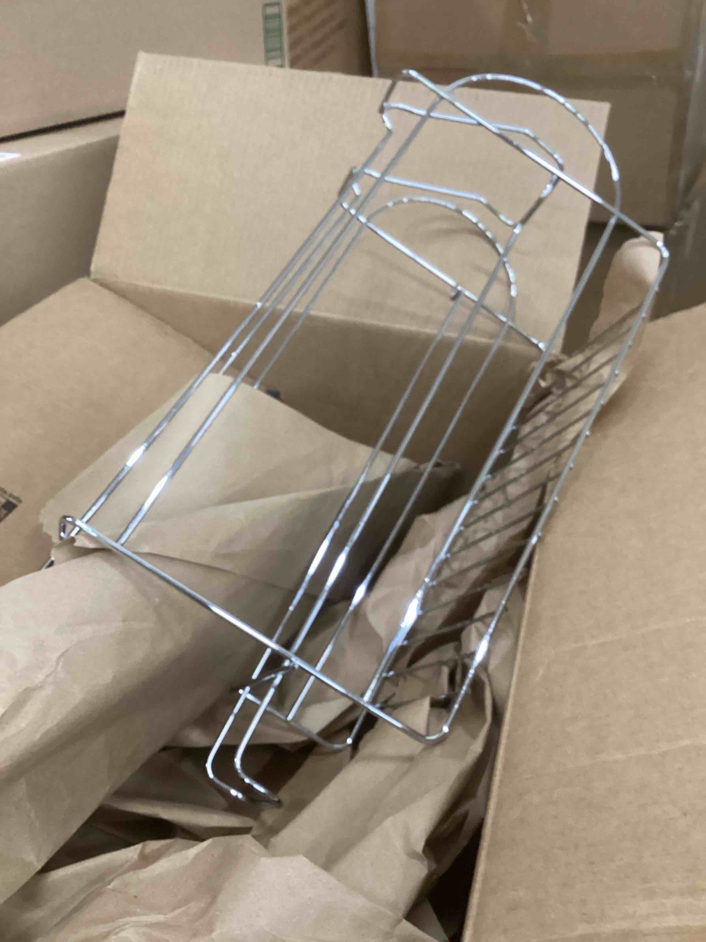 Condition photo showing New/Like New for mDesign 2-Tier Metal Wire Standing Pop/Soda and Food Can Dispenser Storage Rack Organizer with Top Shelf for Kitchen Pantry, Countertop, Cabinet - Holds 12 Cans - Chrome Chrome Pack of 1