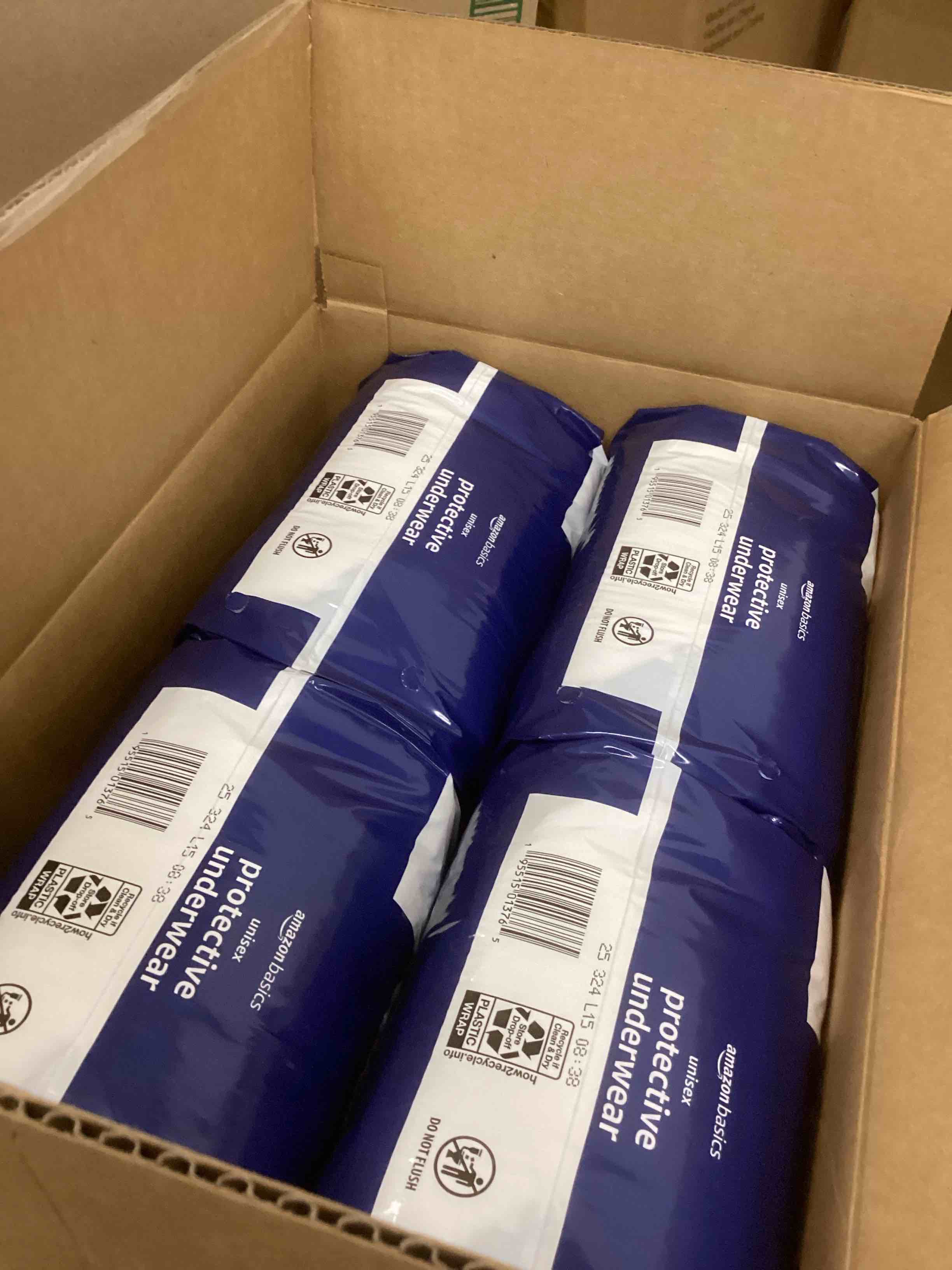Condition photo showing New/Like New for Amazon Basics Unisex Protective Underwear, Overnight Absorbency, Extra Large, 48 Count, (4 Packs of 12) Extra Large 48.0